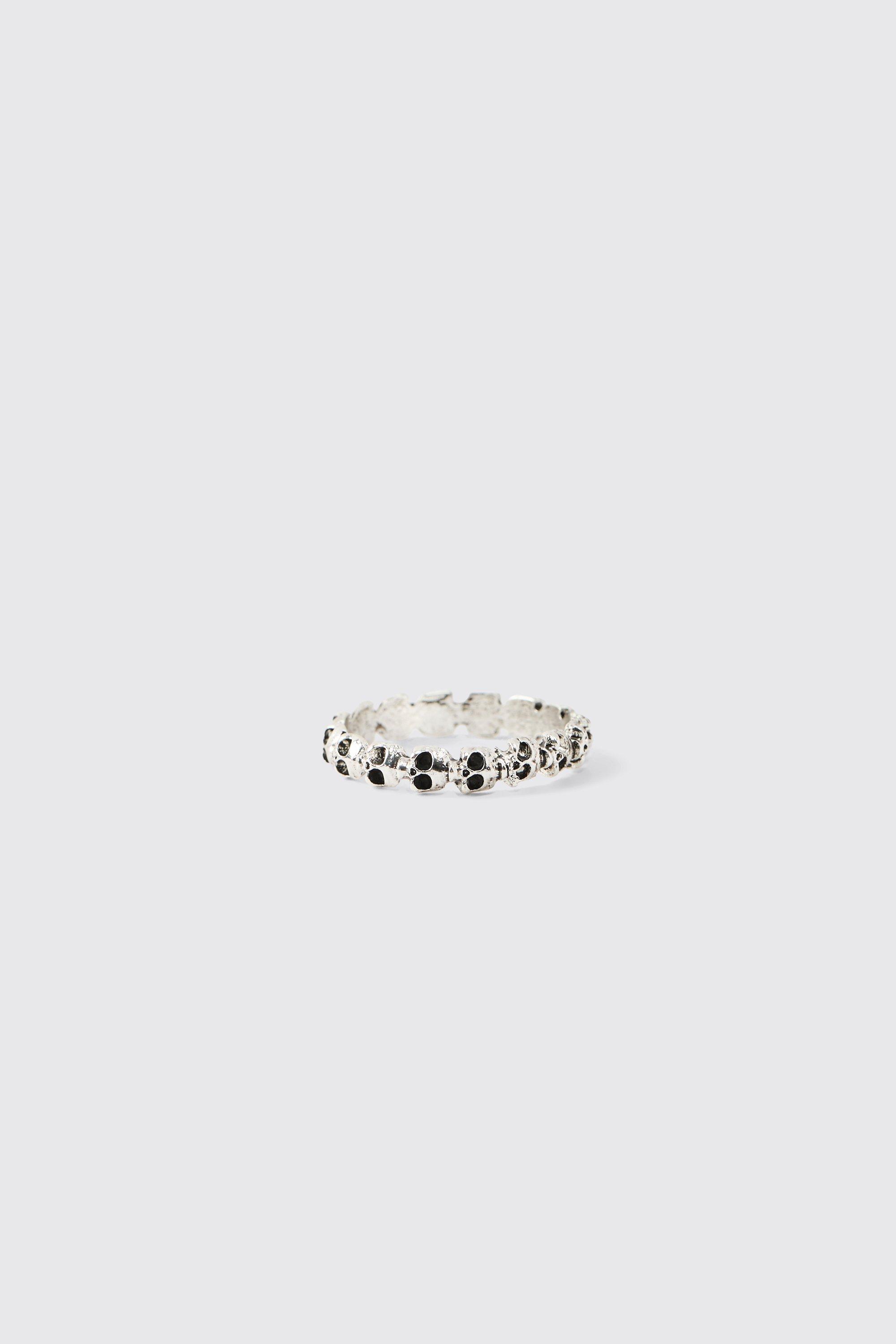 Mens Grey Skull Ring, Grey