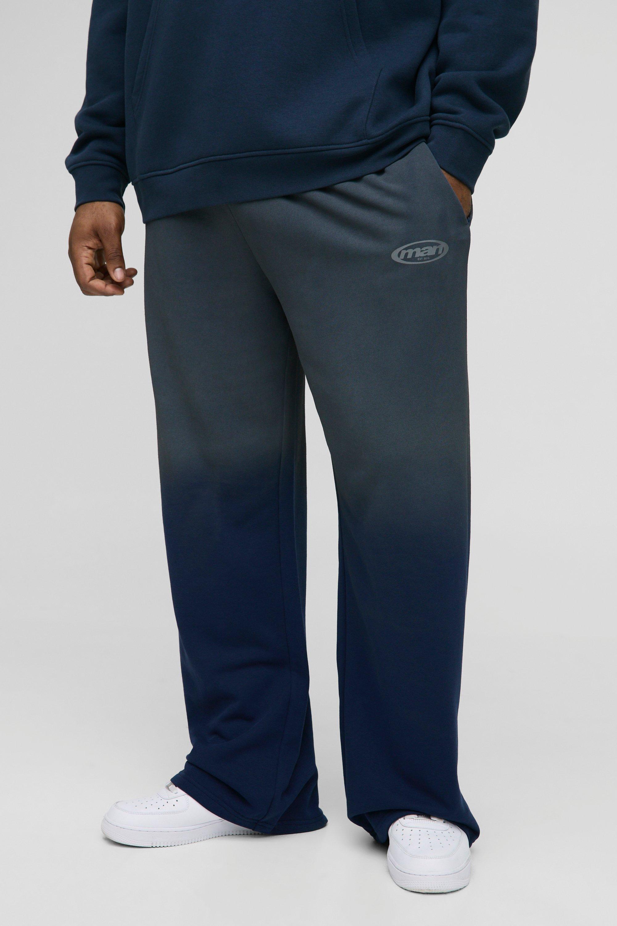 Mens Navy Plus Spray Wash Print Relaxed Joggers, Navy