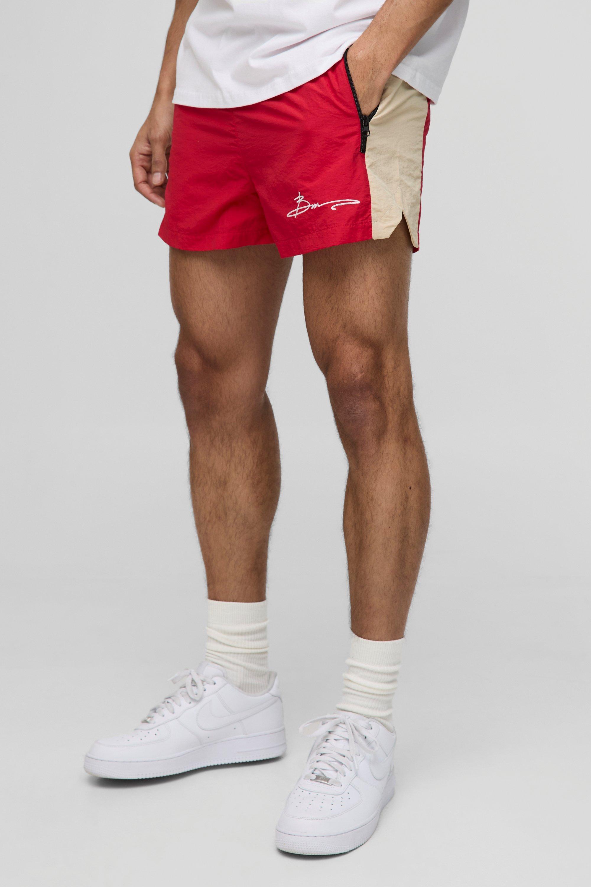 Elasticated Waist Crinkle Nylon Embroidery Fighter Shorts