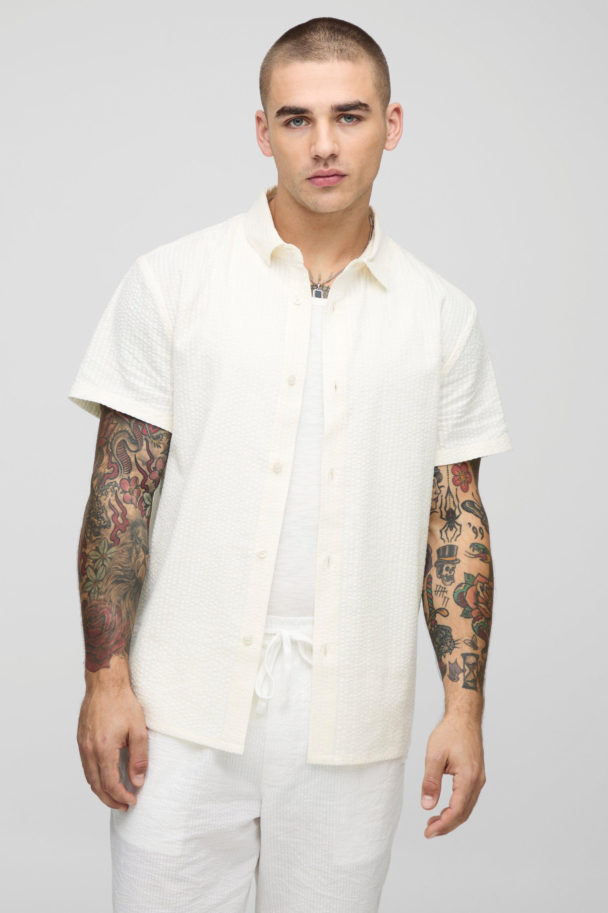 Regular Collared Seersucker Shirt