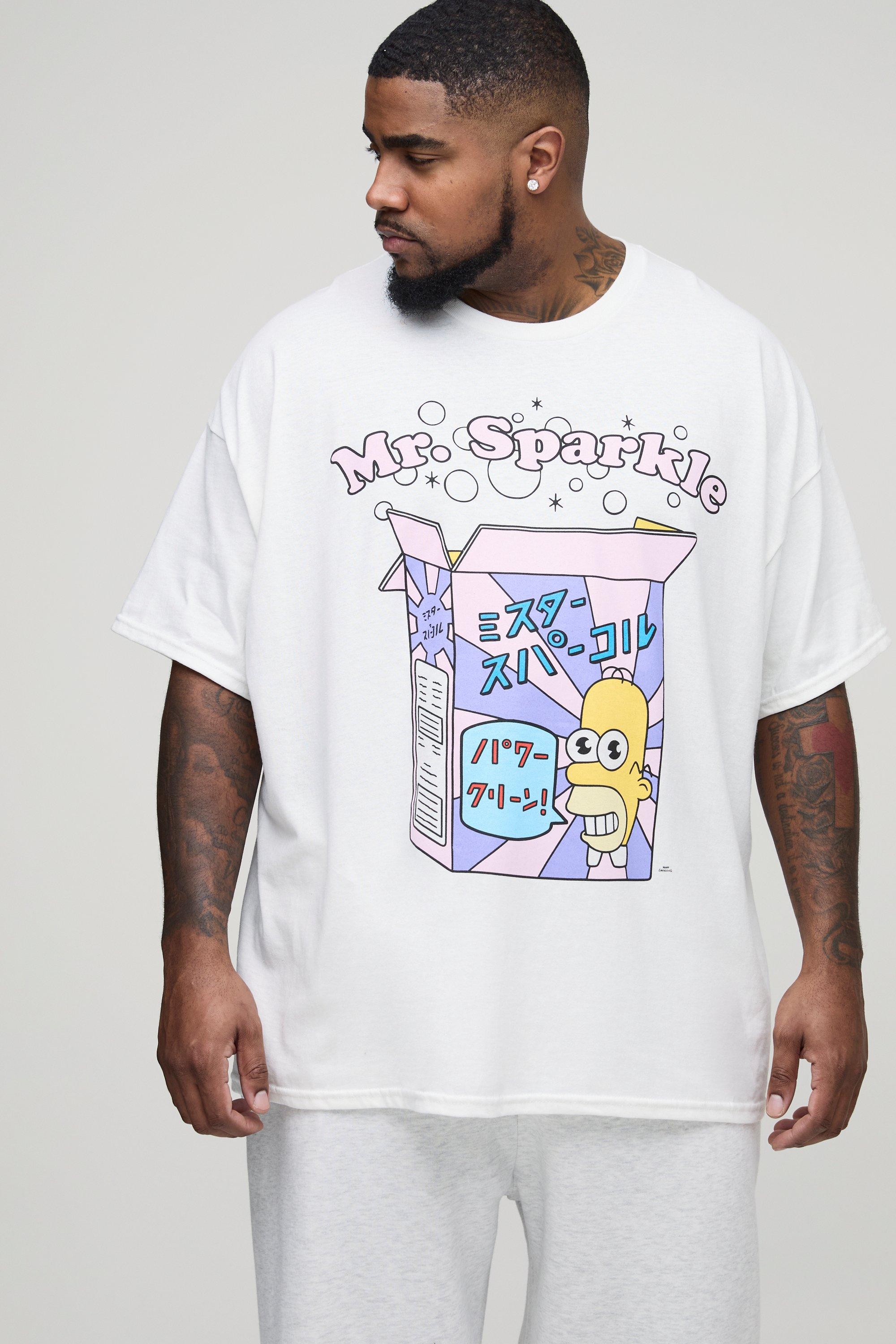 Image of T-shirt Plus Size oversize ufficiale The Simpsons Anime con stampa, Bianco