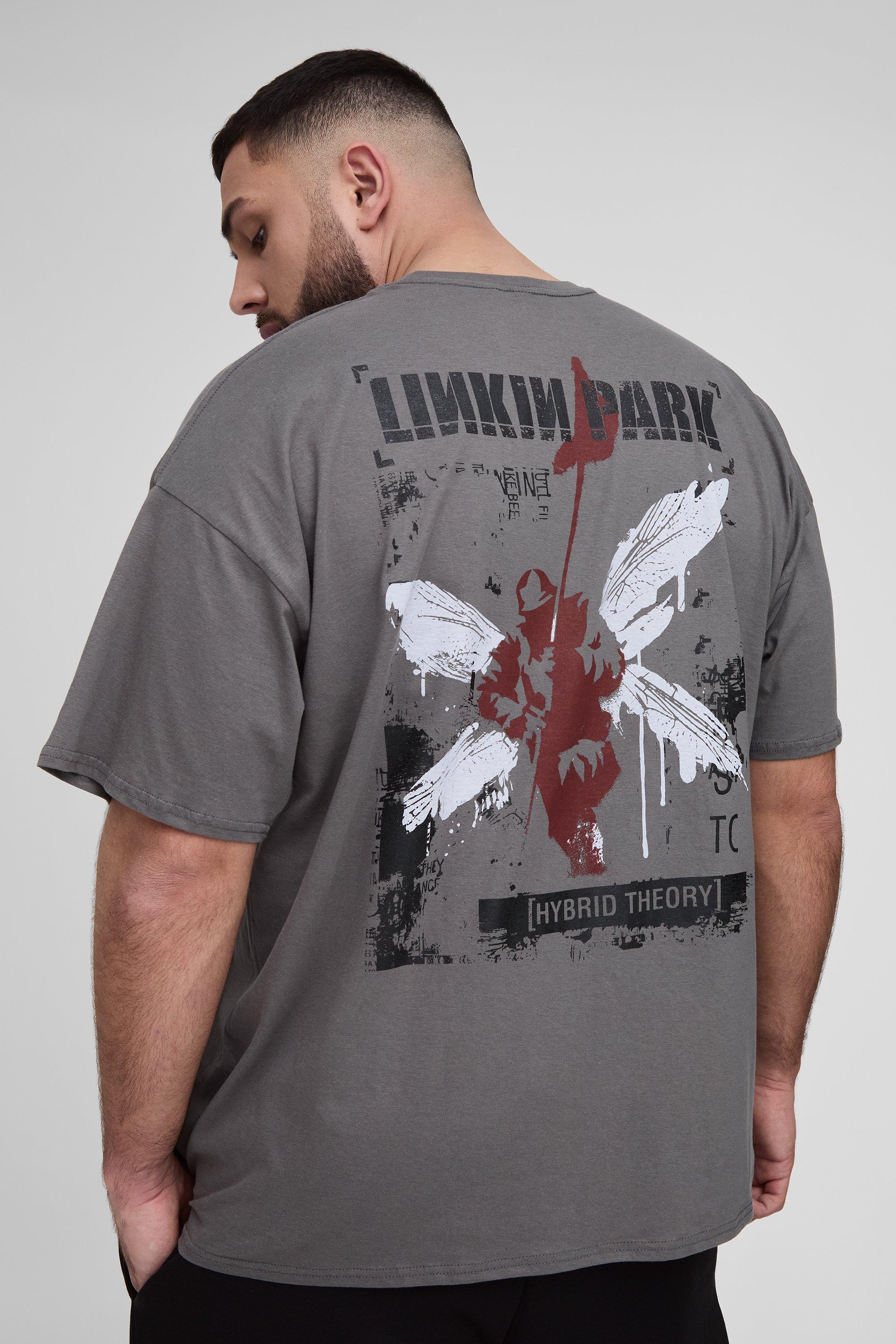 Image of T-shirt Plus Size oversize ufficiale dei Linkin Park in lavaggio, Grigio