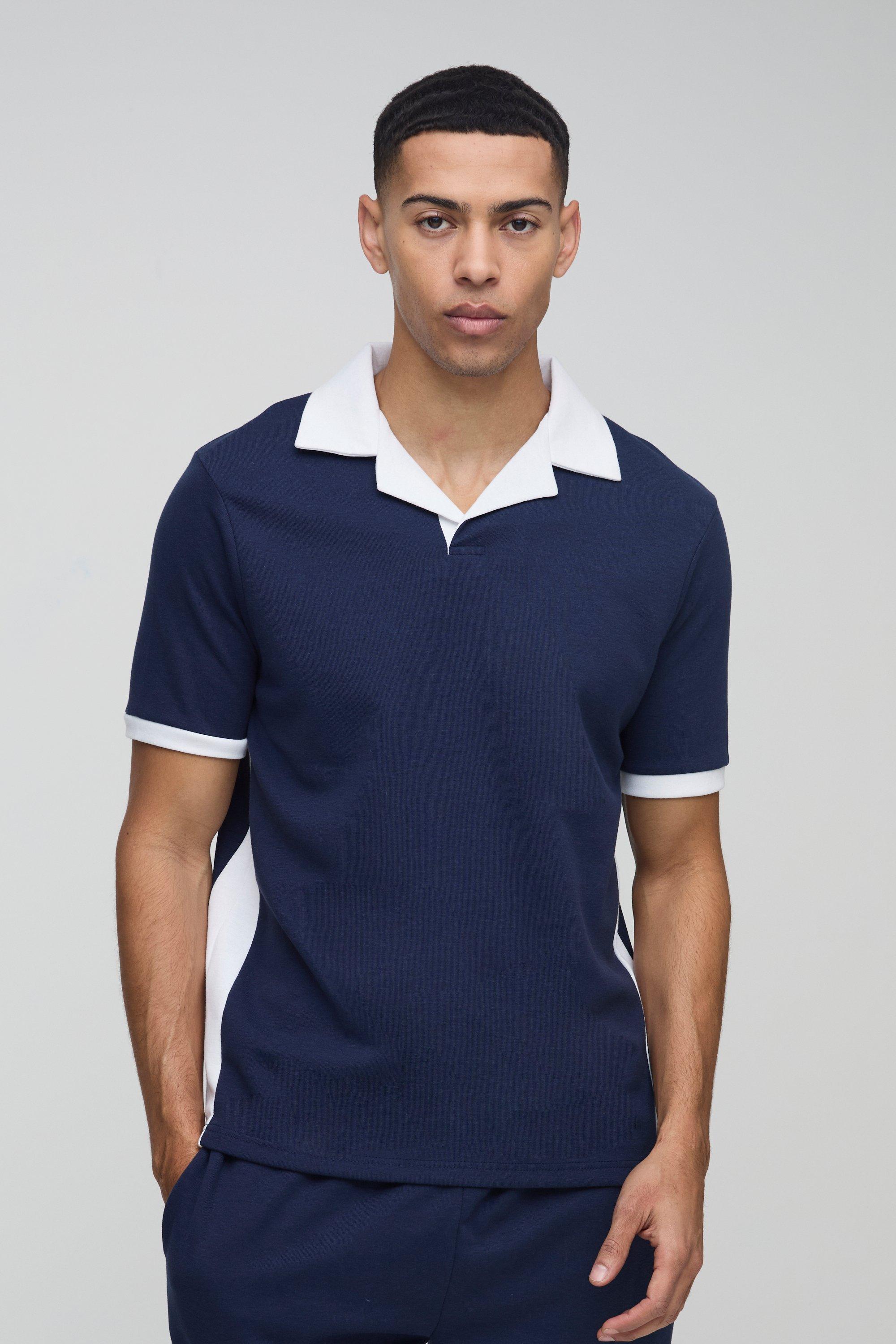 Regular Fit Revere Collar Interlock Polo Shirt