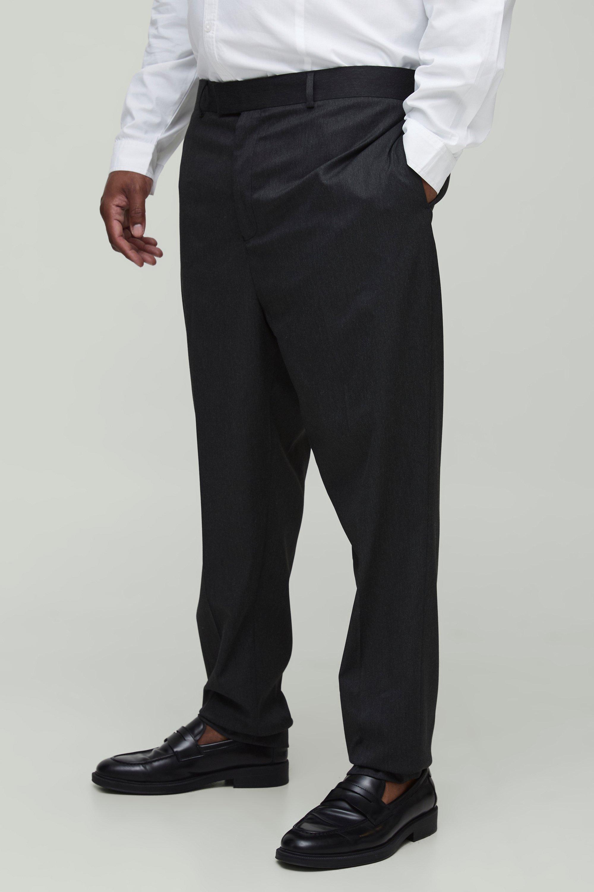 Mens Black Plus Tapered Fit Crease Front Tailored Trouser, Black