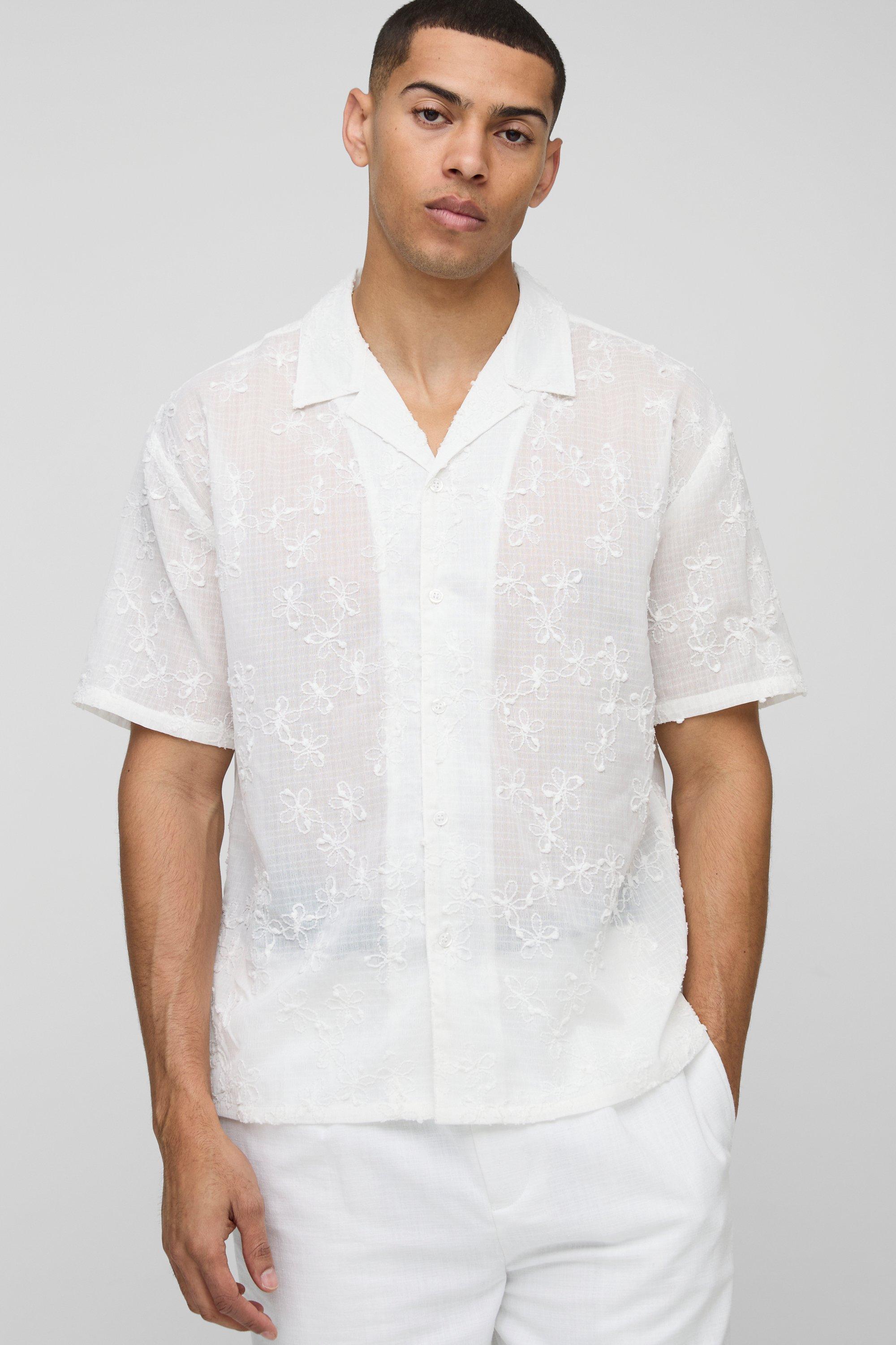 Oversized Floral Embroidered Shirt