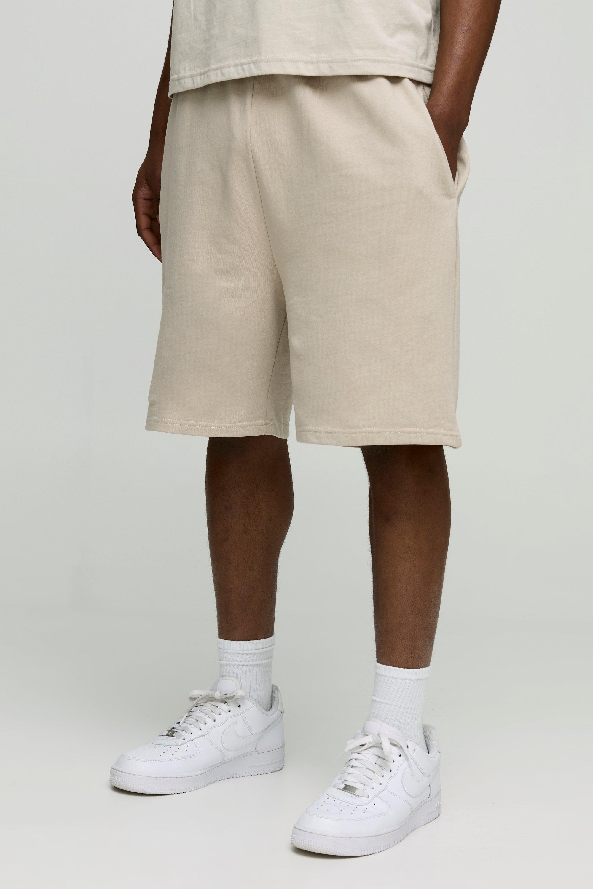 Image of Pantaloncini Basic oversize di media lunghezza con cavallo sceso, Beige