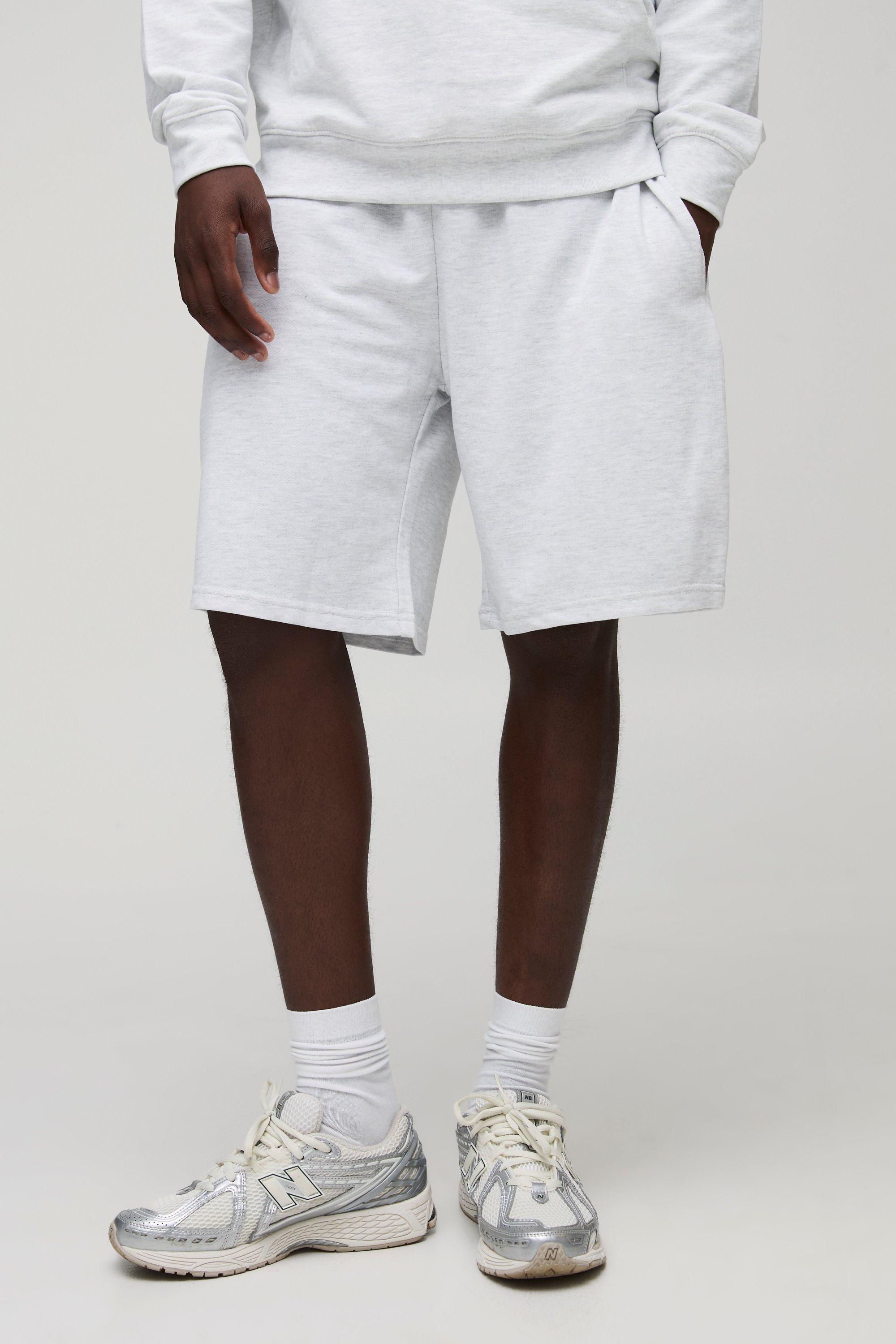 Mens Grey 260GSM Loopback Basic Oversized Mid Length Short, Grey