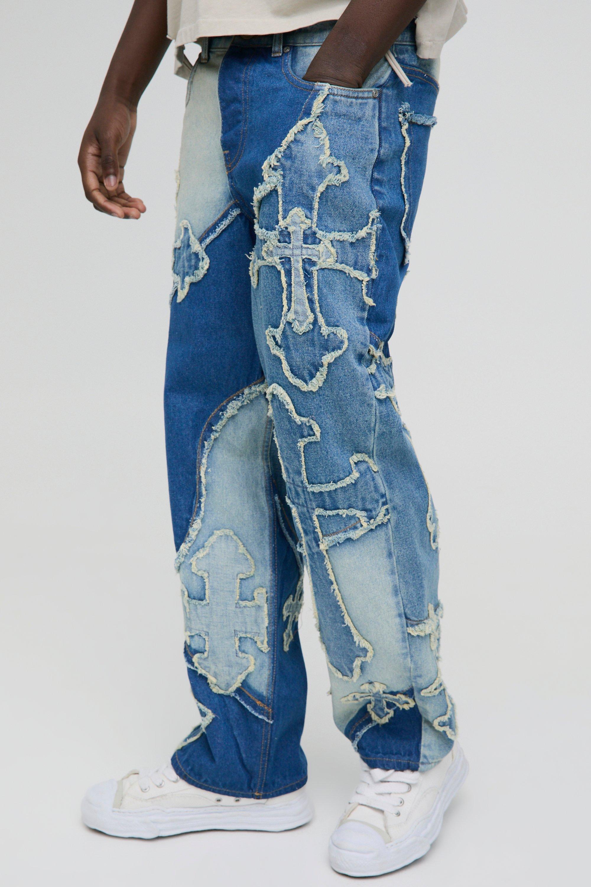 Boohoo Gekruiste Baggy Jeans, Light Blue