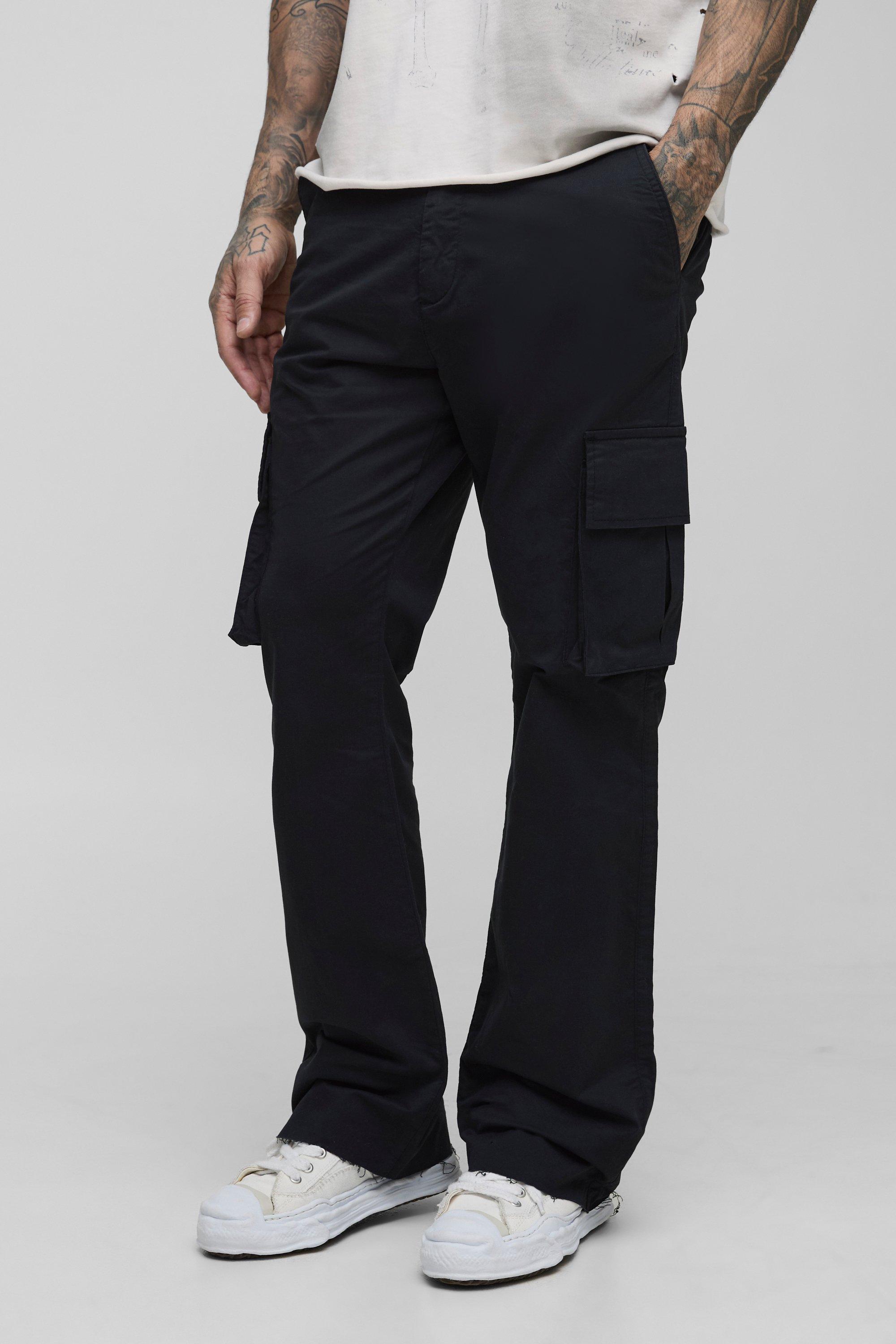 Boohoo Tall Flared Cargo Broek Met Tailleband, Black