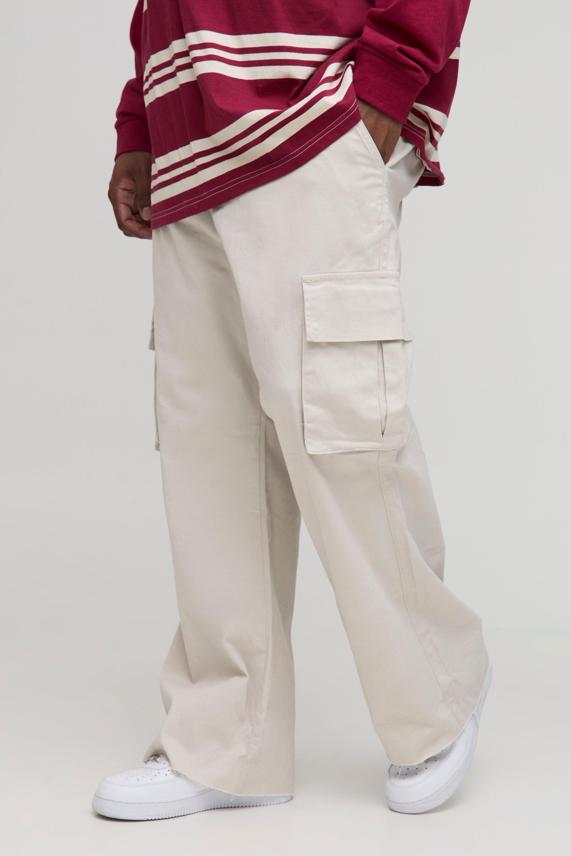 Boohoo Plus Flared Cargo Broek Met Tailleband, Stone