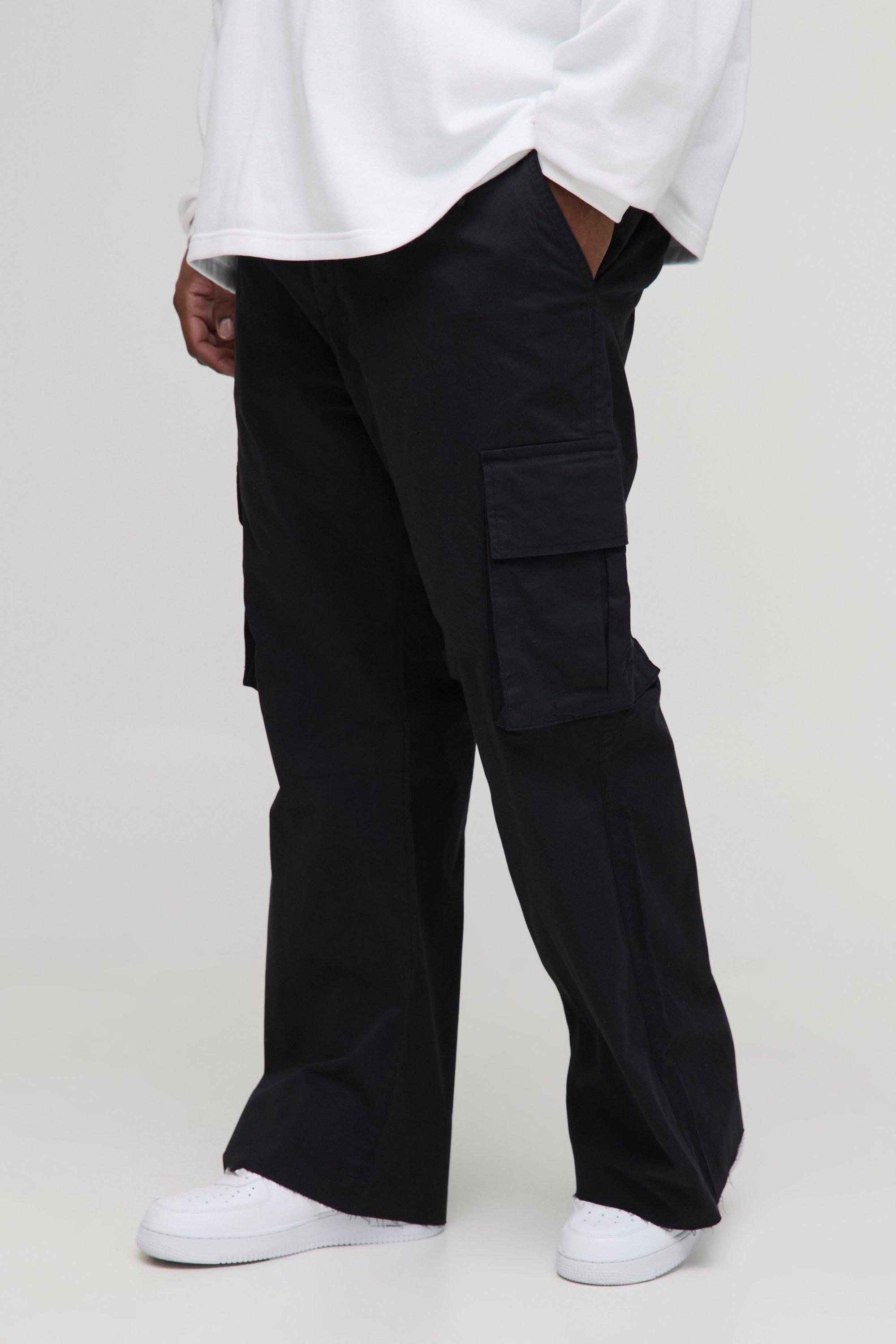 Boohoo Plus Flared Cargo Broek Met Tailleband, Black