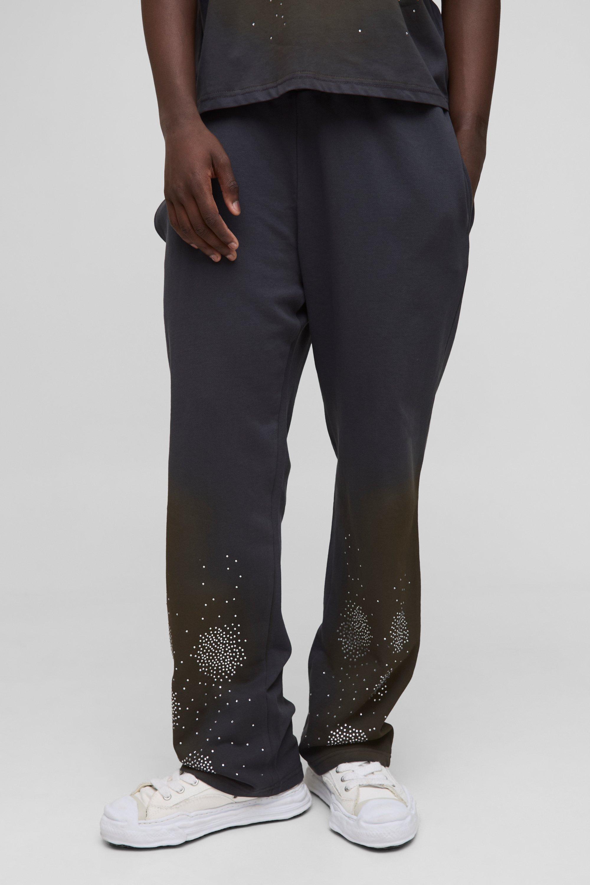 Relaxed Fit Washed Rhinestone Joggers