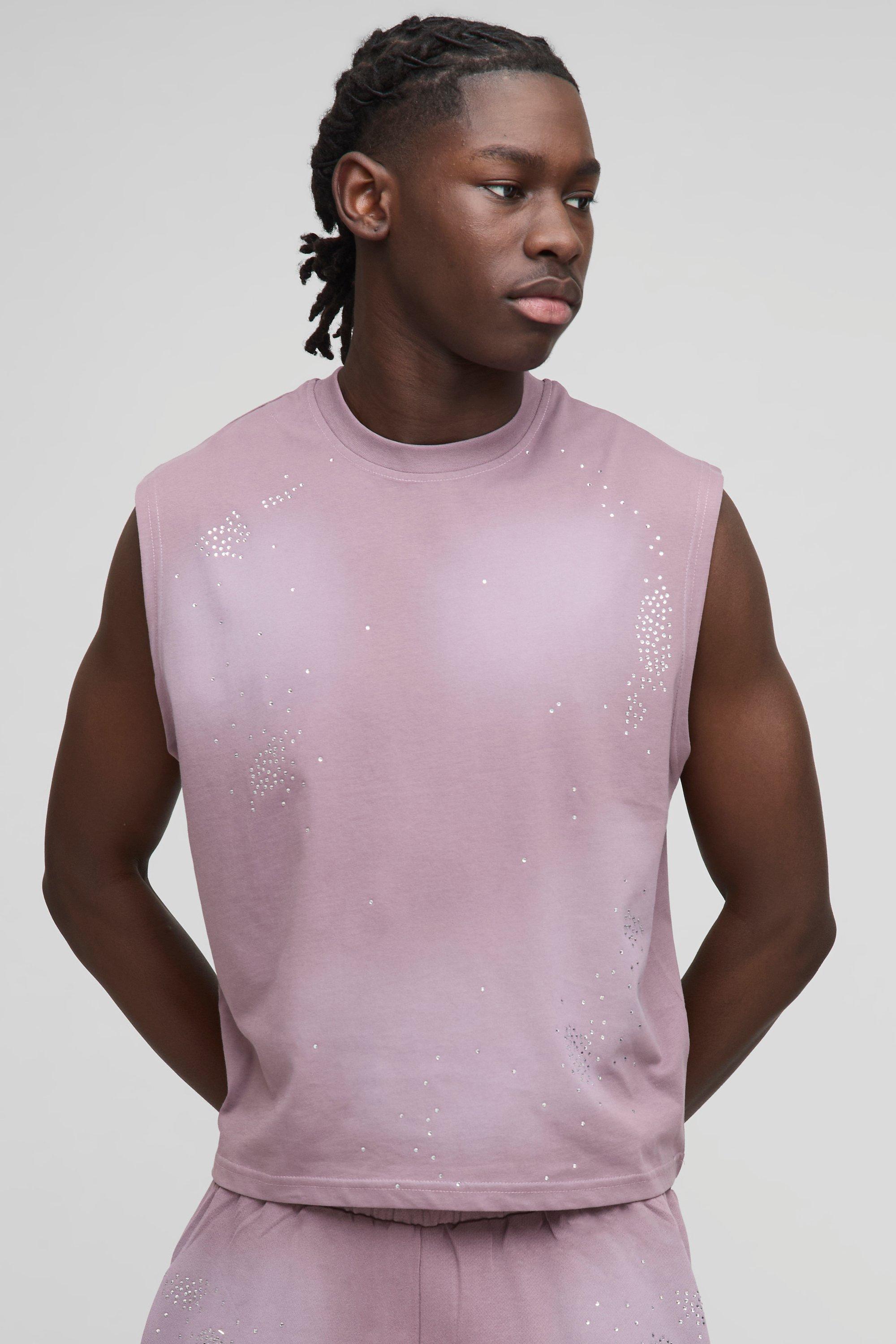Boxy Fit Washed Rhinestone Tank