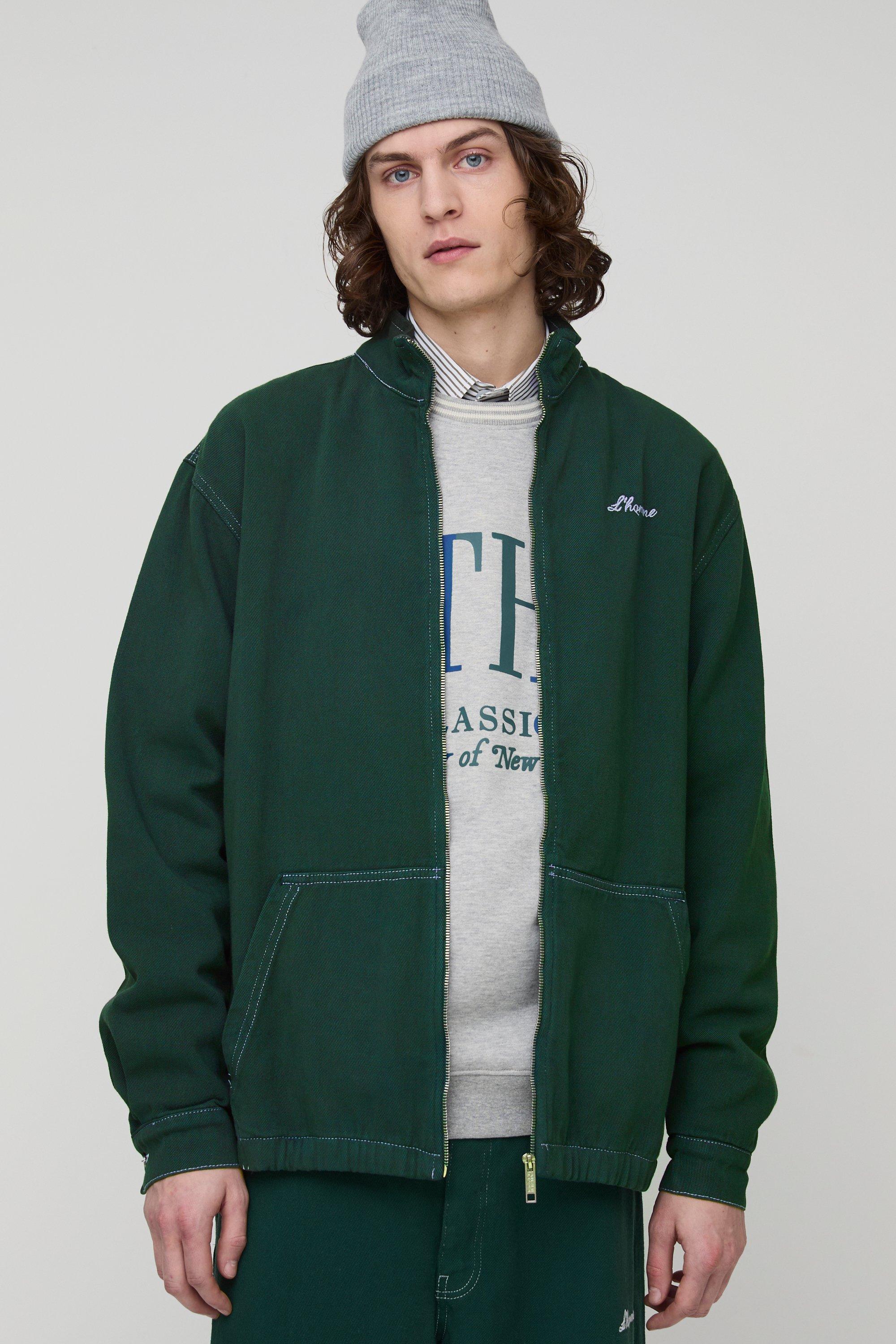 Image of Giacca da corsa Tall in twill con cuciture a contrasto L'Homme, Verde