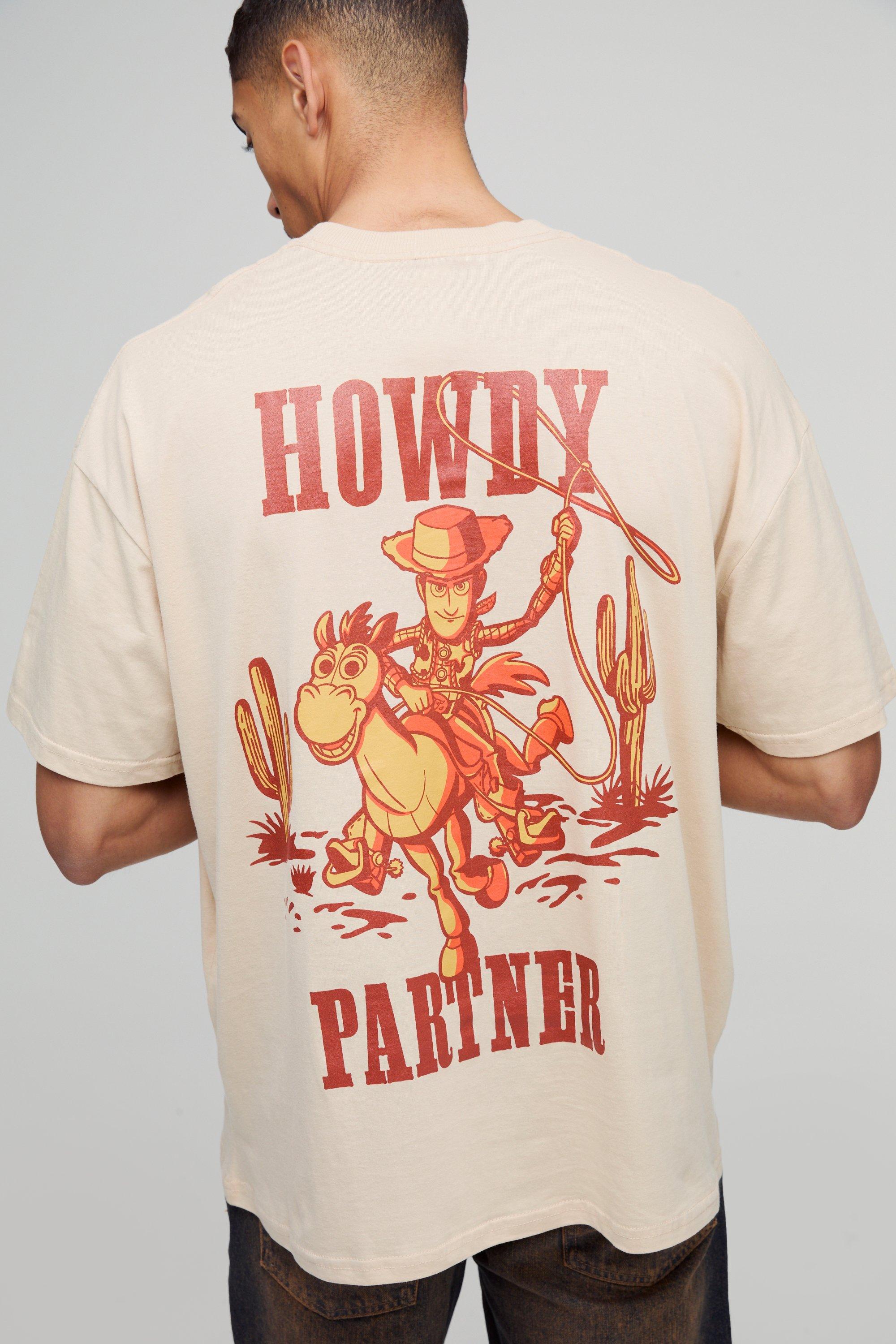 Mens Beige Oversized Disney Toy Story Howdy License T-Shirt, Beige