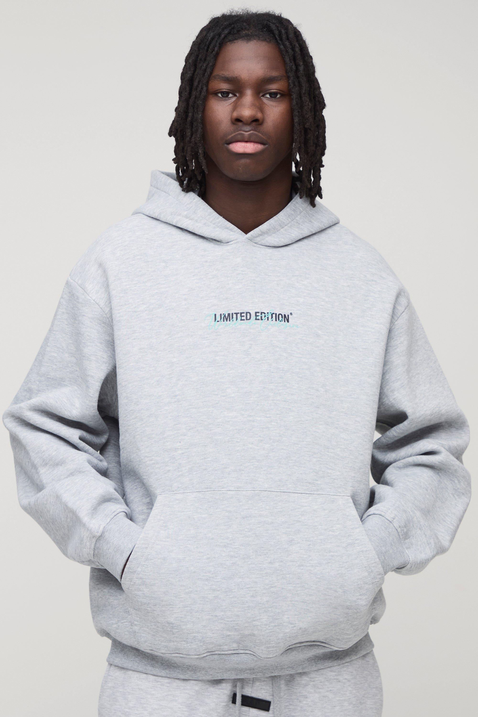 Mens Grey Oversized Limited Edition Hoodie, Grey