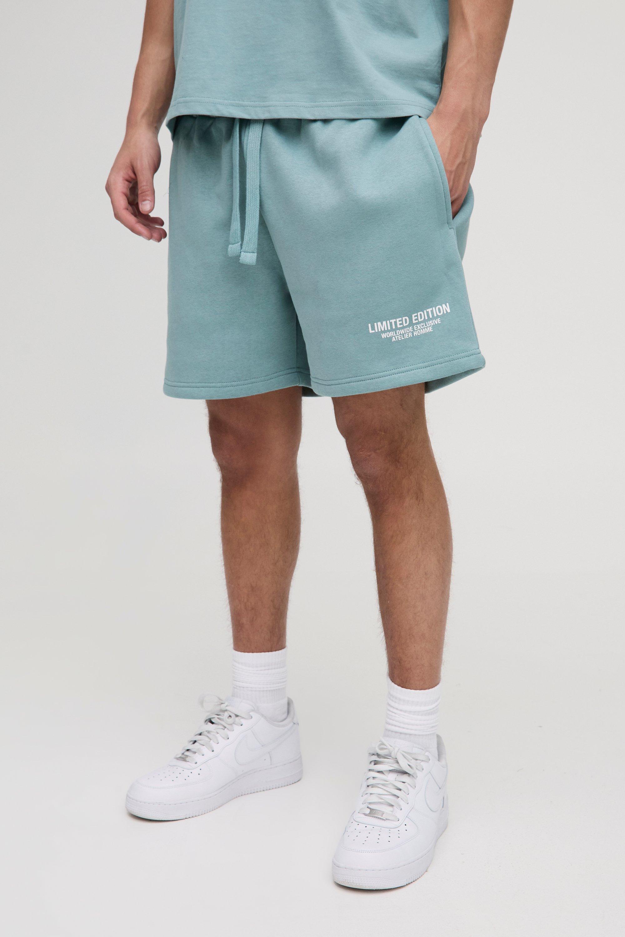Mens Green Relaxed Limited Edition Short Length Shorts, Green