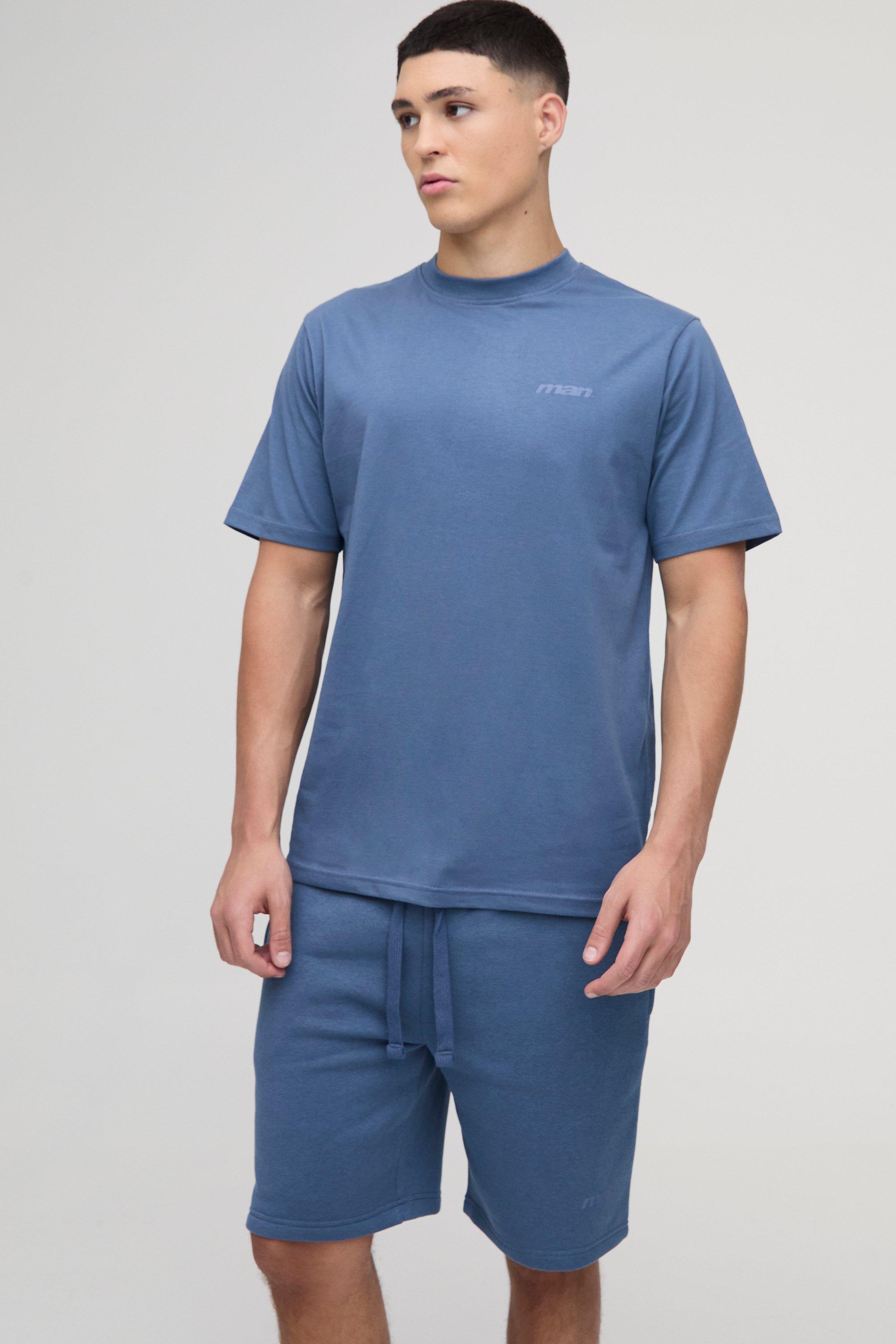 Mens Green Regular Fit Man T-Shirt & Short Set, Green