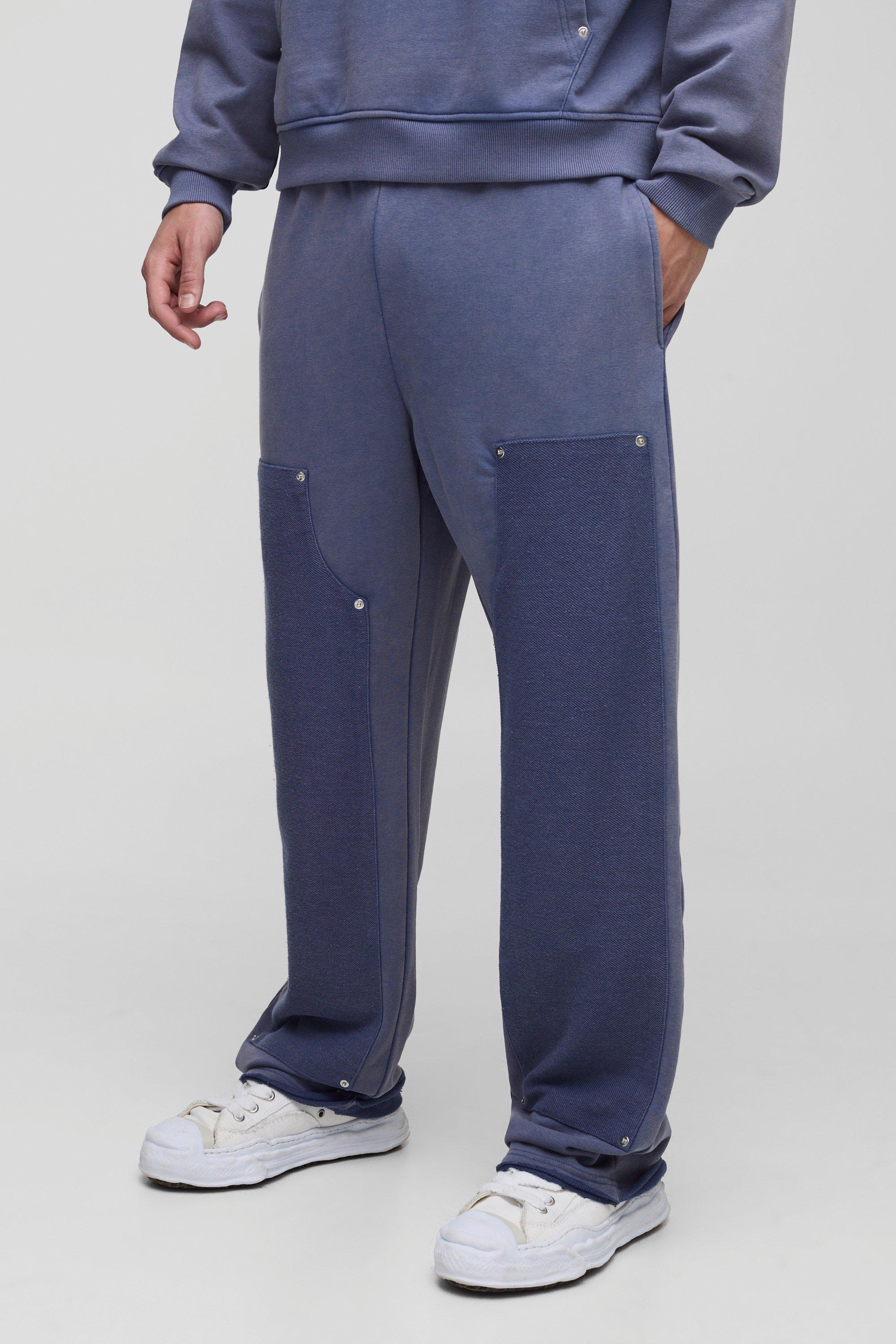Image of Pantaloni tuta dritti slavati stile Carpenter, Azzurro