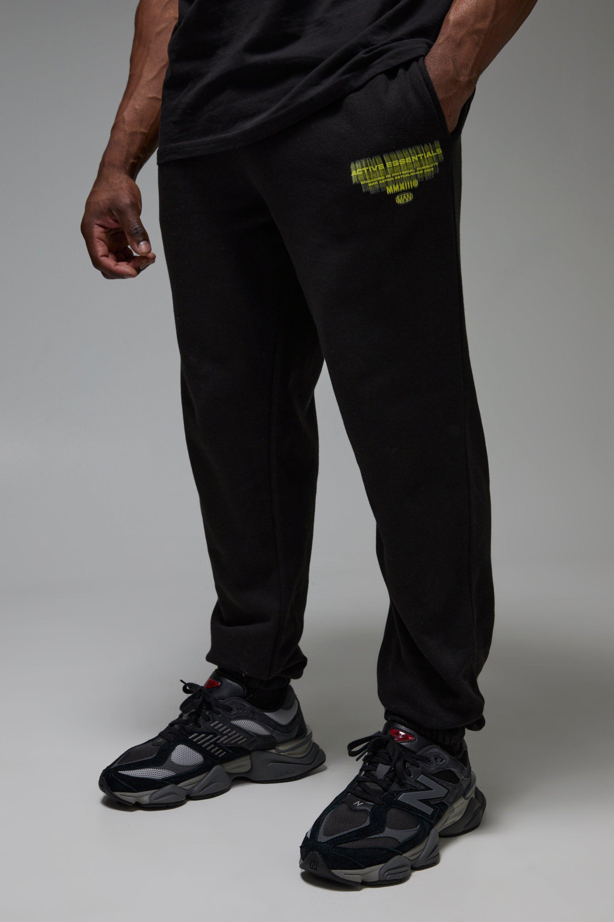 Mens Black Man Active Essentials Blurred Oversized Jogger, Black