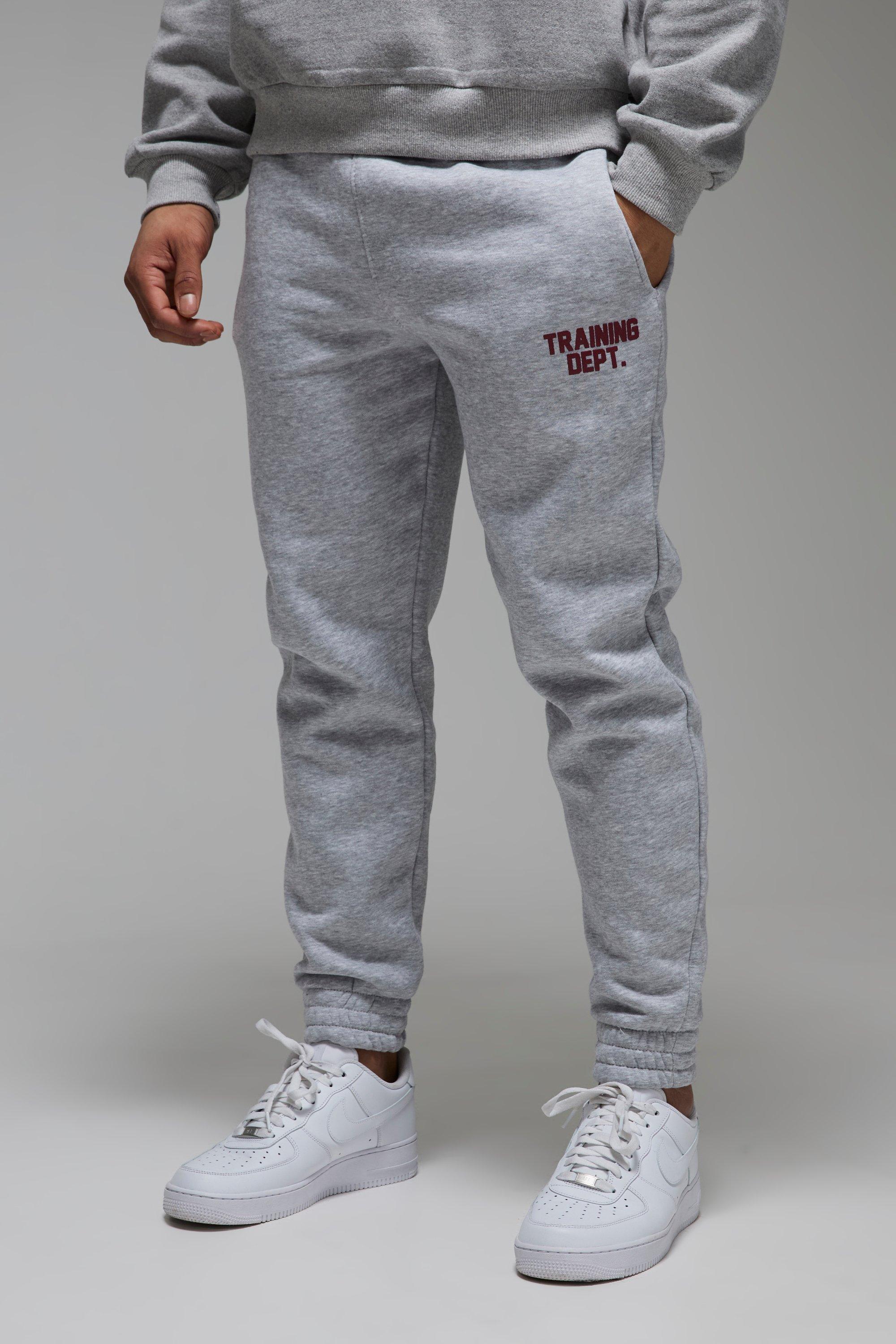 Mens Grey Man Active Training Dept Regular Fit Joggers, Grey