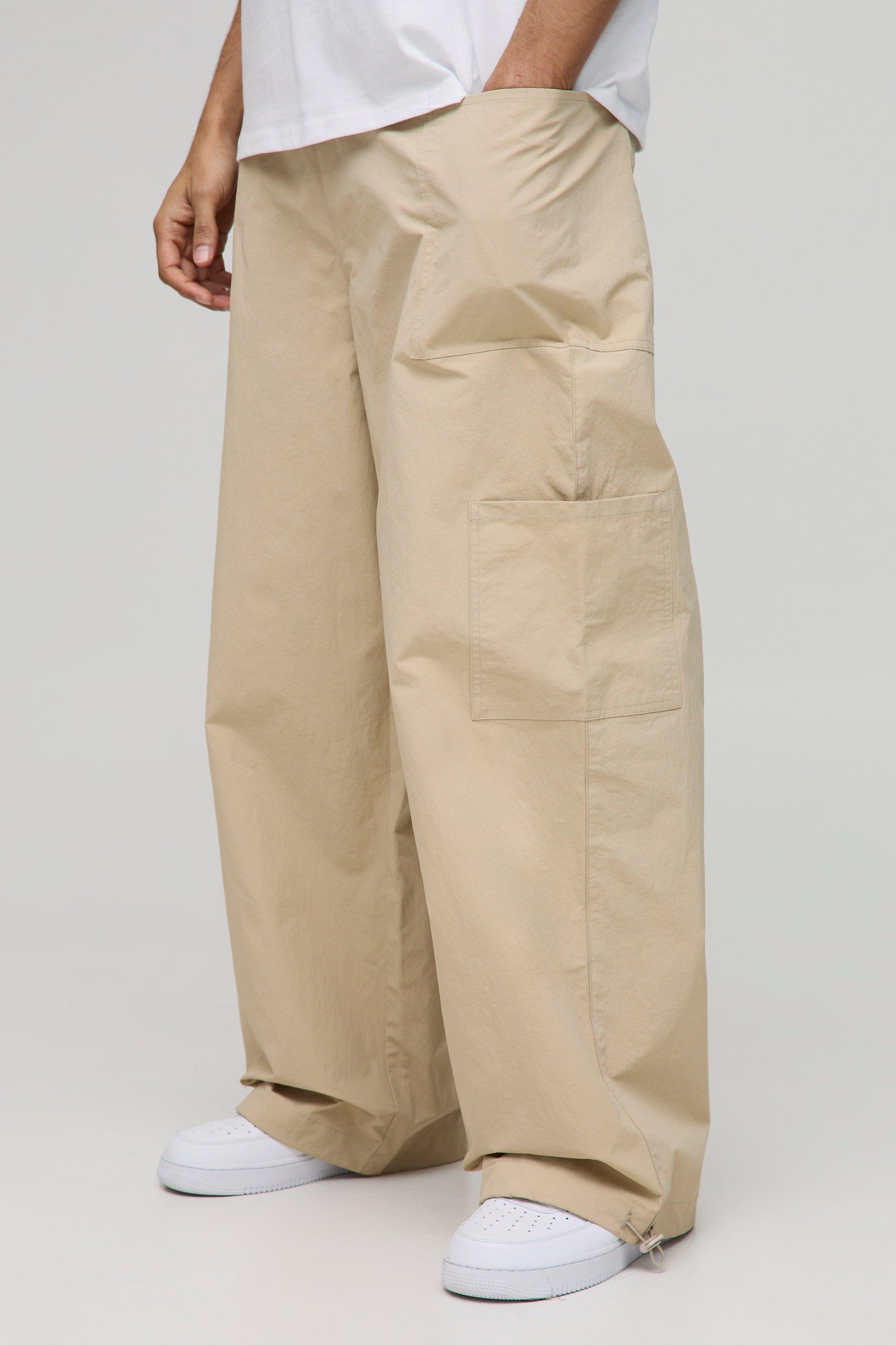 Boohoo Parachute Cargo Broek Met Elastische Taille, Ecru