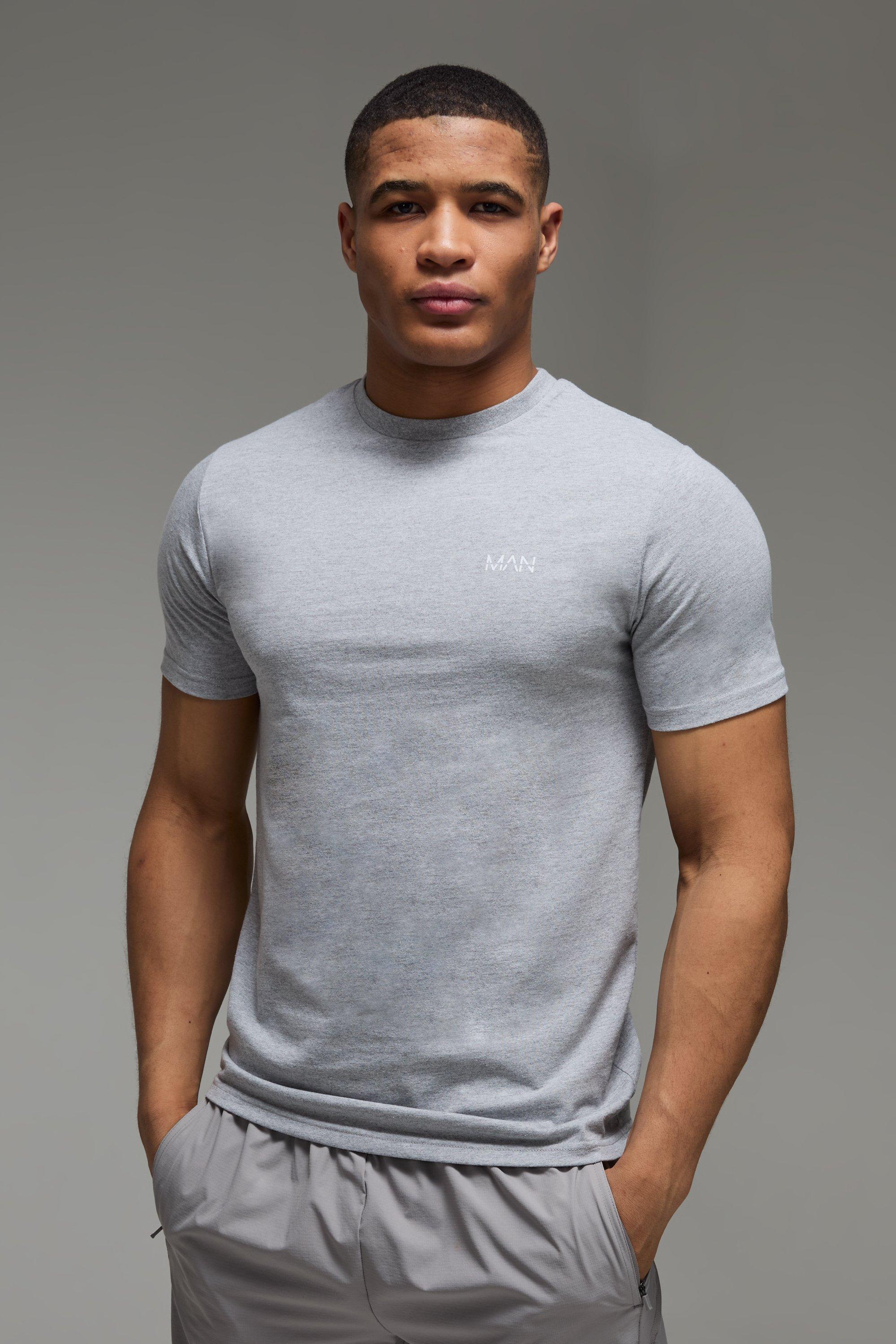 Mens Grey Man Active Slim Fit T-shirt, Grey