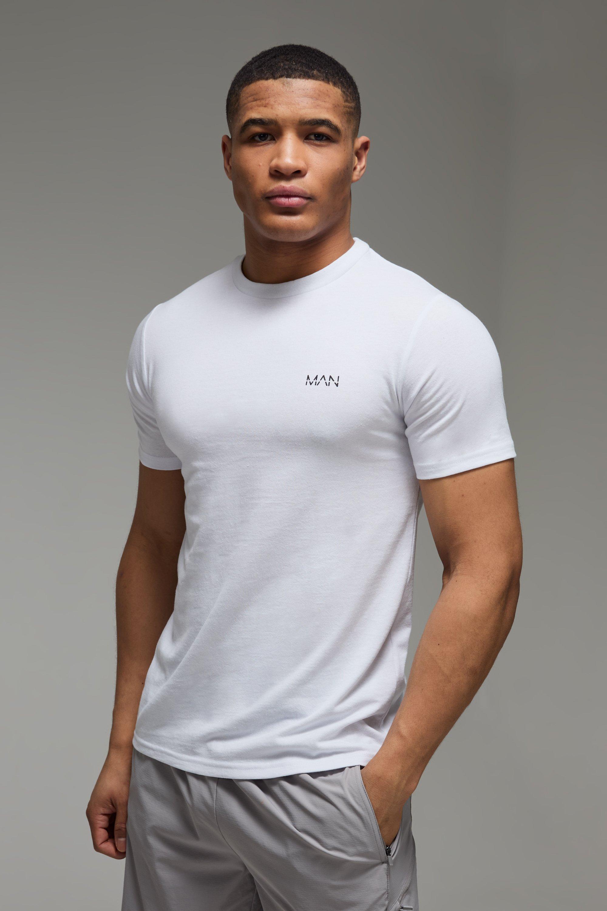 Mens White Man Active Slim Fit T-shirt, White