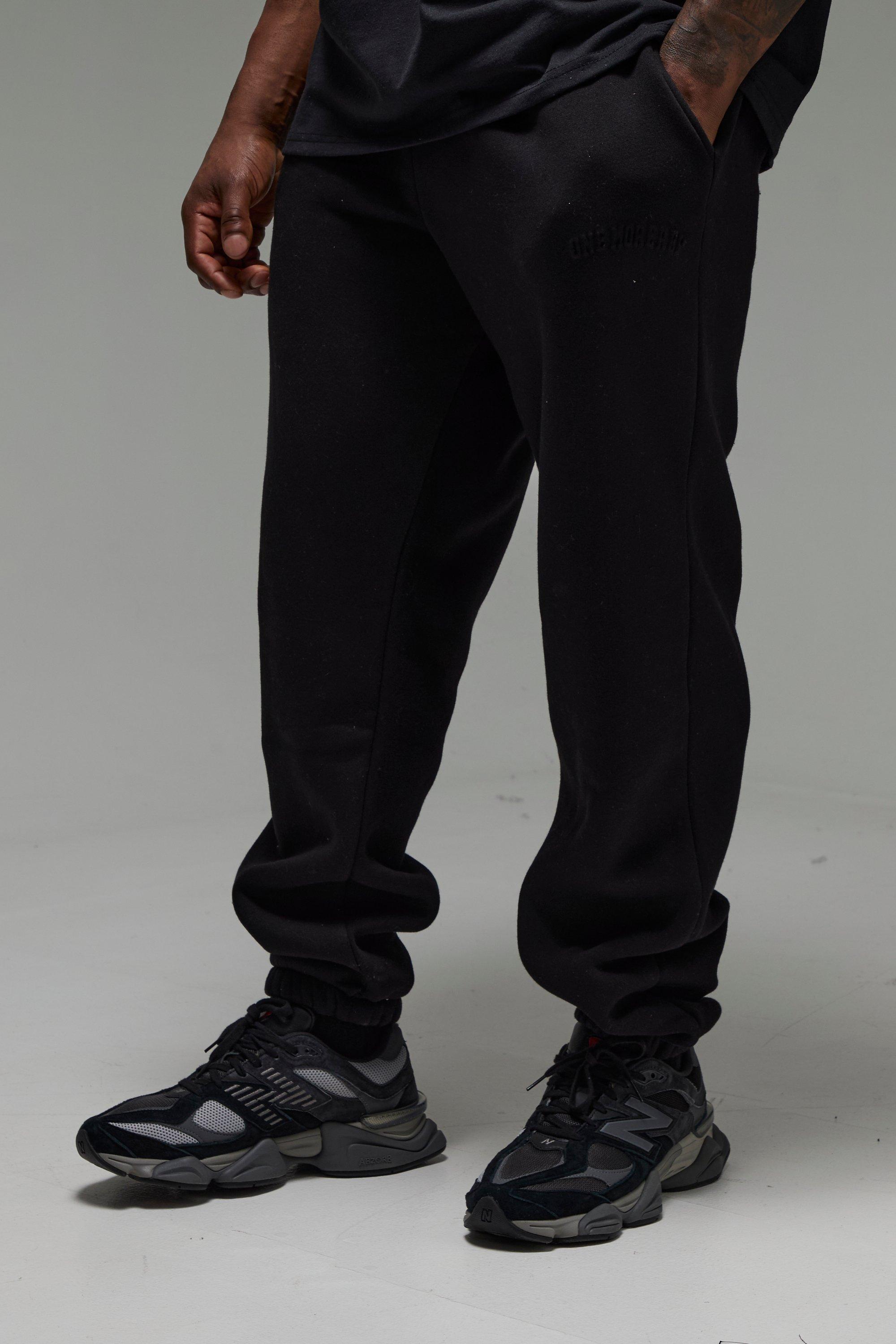 Mens Black Man Active One More Rep Embossed Oversized Jogger, Black