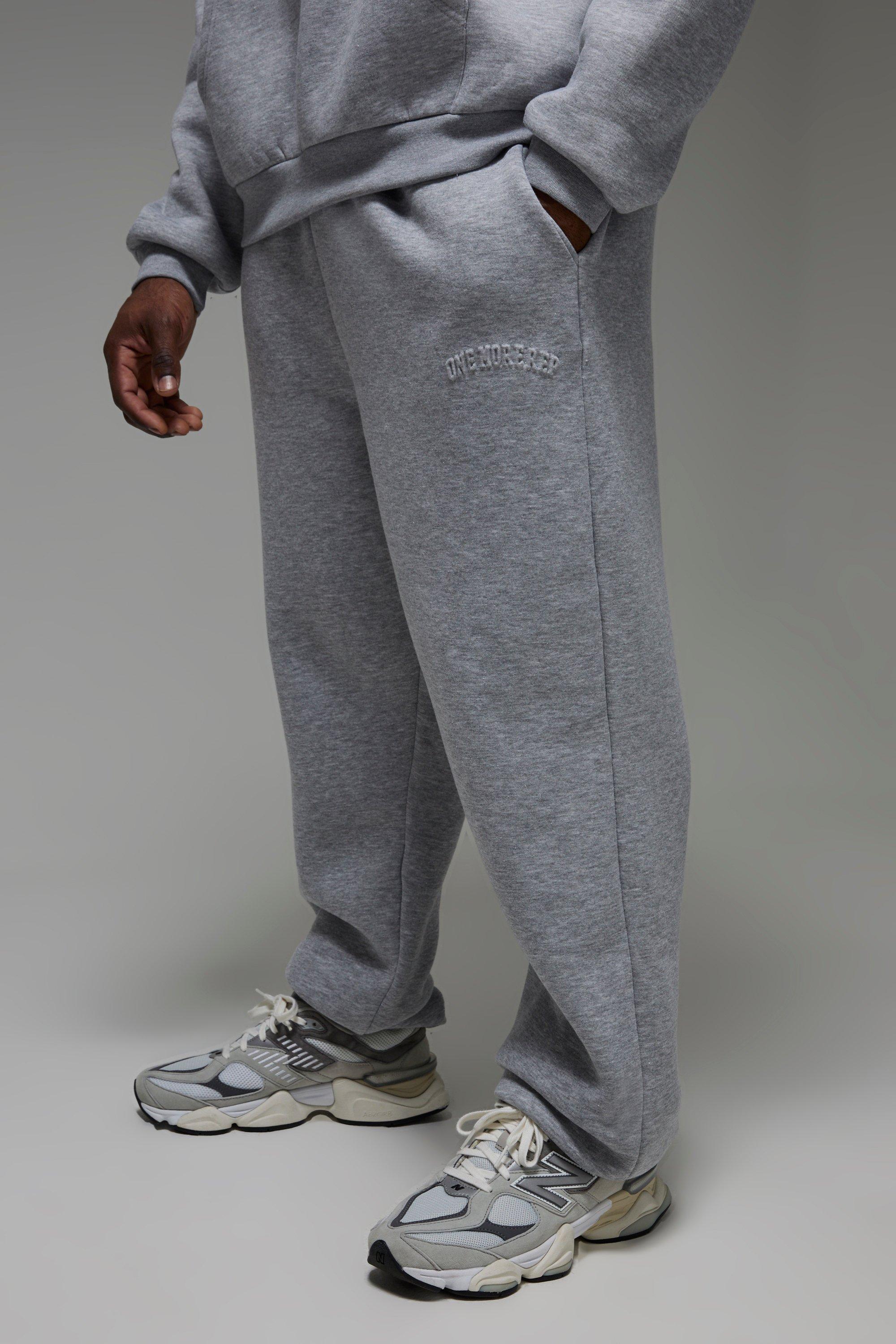 Mens Grey Man Active One More Rep Embossed Oversized Jogger, Grey