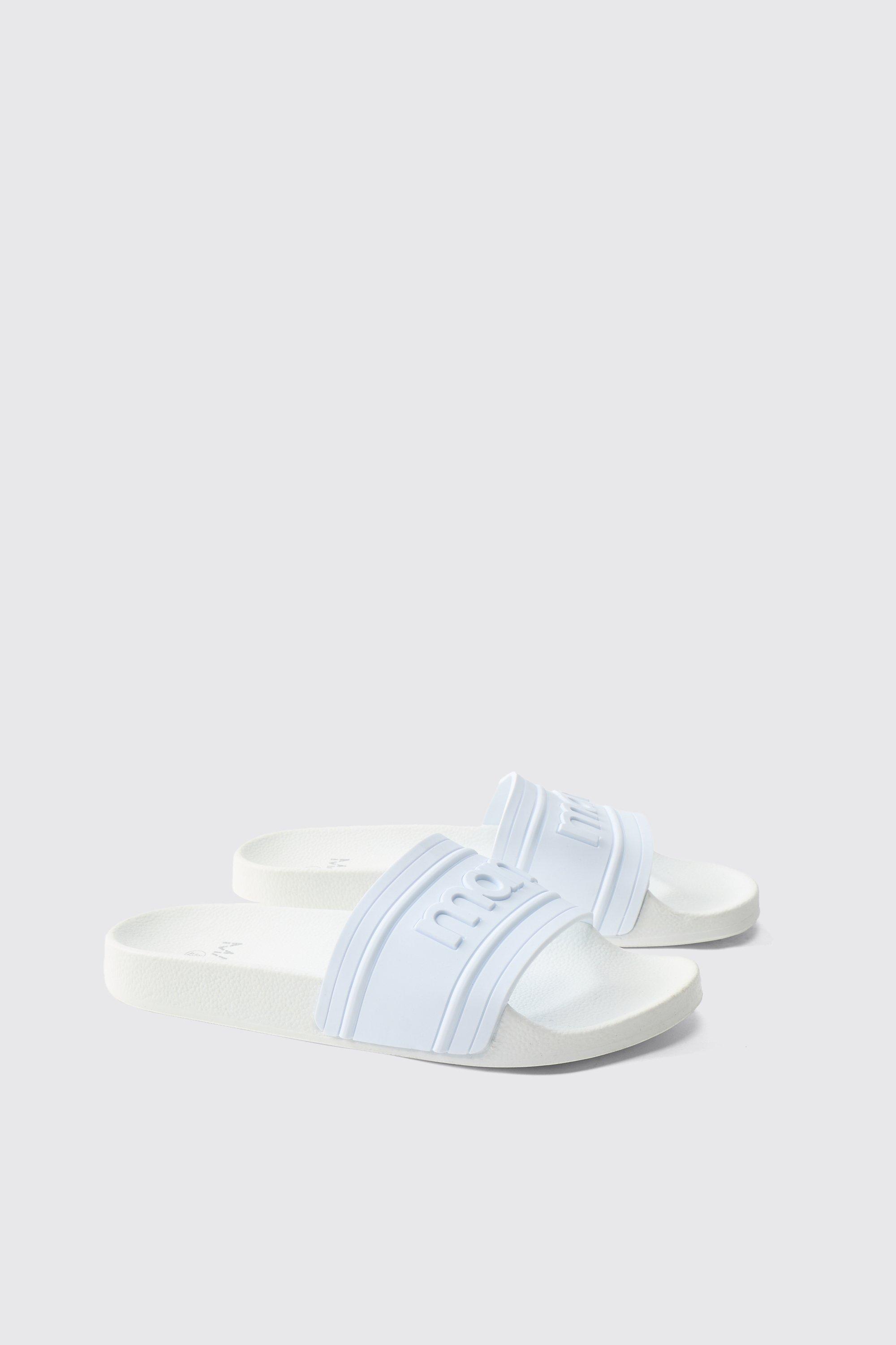 Mens White Man Branded Sliders, White