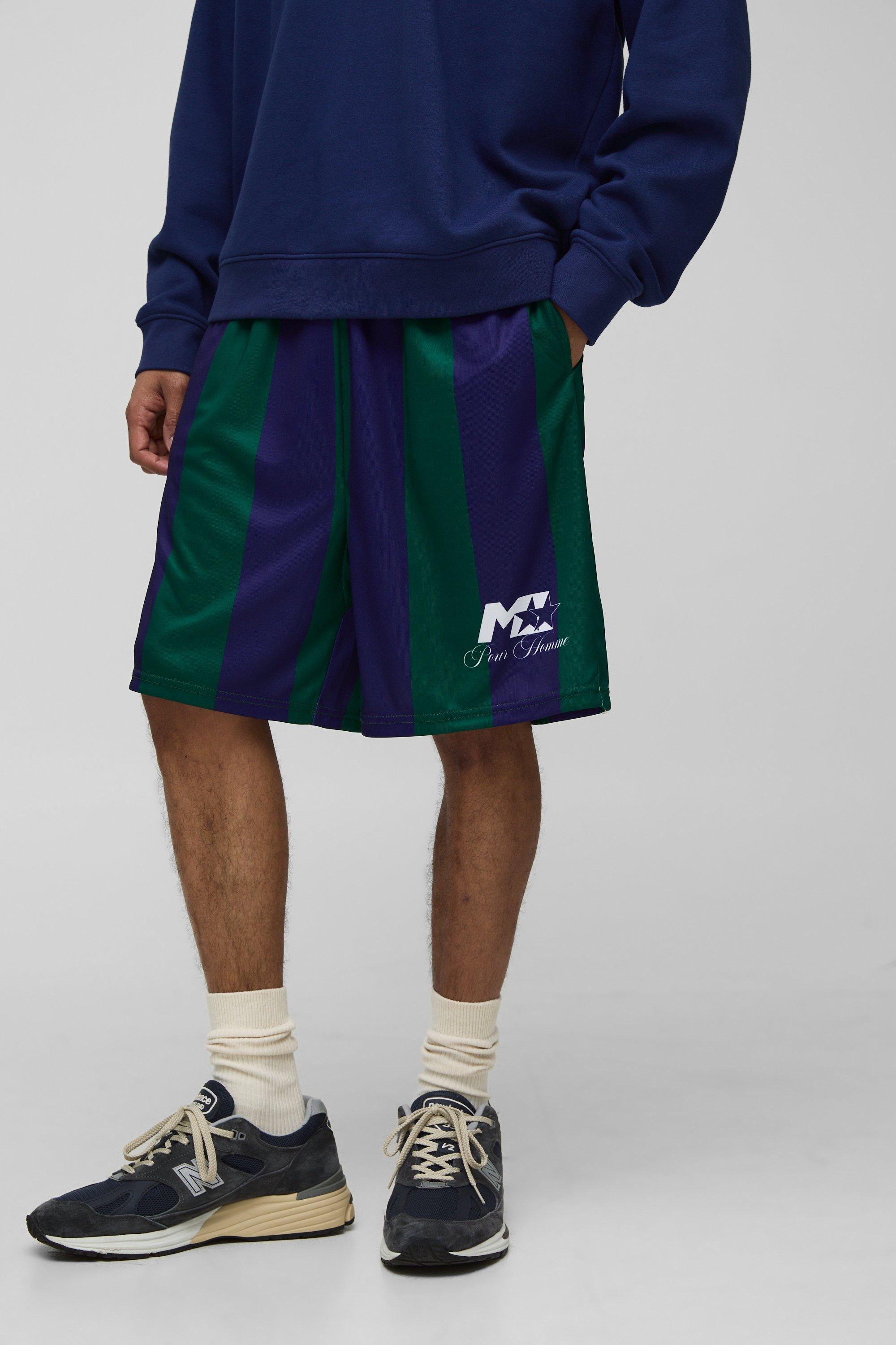 Image of Pantaloncini sportivi Homme di media lunghezza a righe, Verde