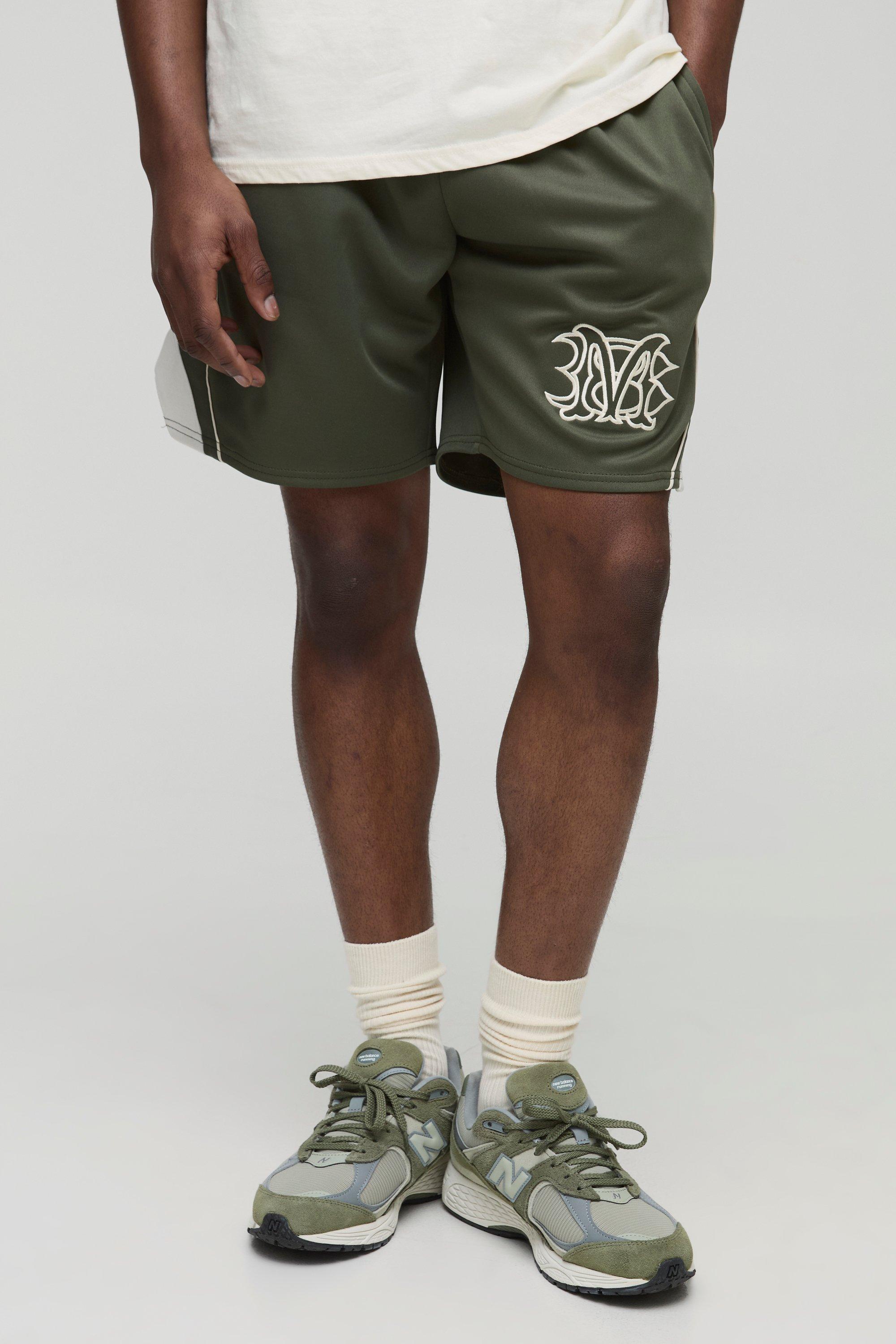 Mens Green BM Relaxed Mid Length Sports Shorts, Green