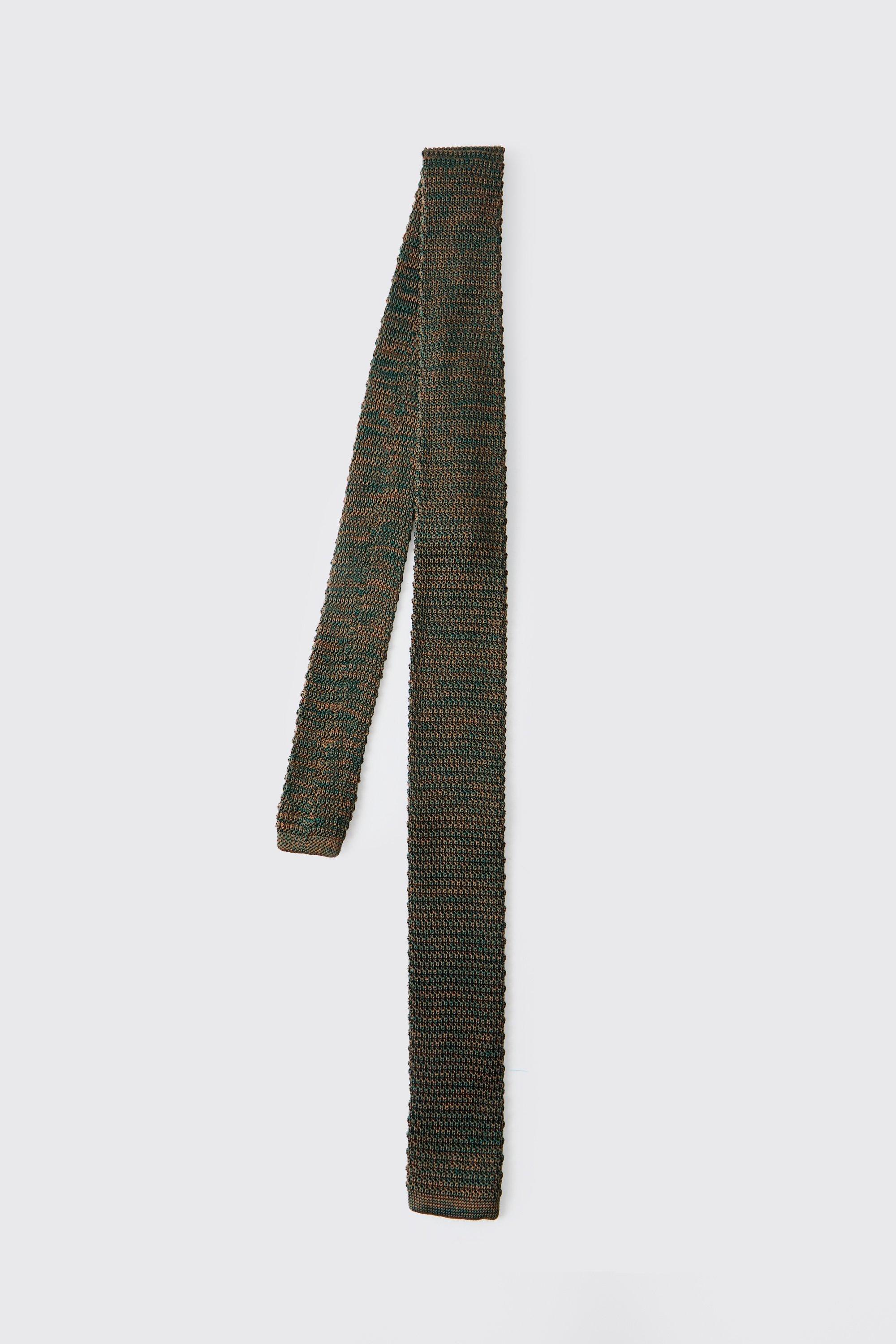 Image of Cravatta formale in maglia con trama, Brown