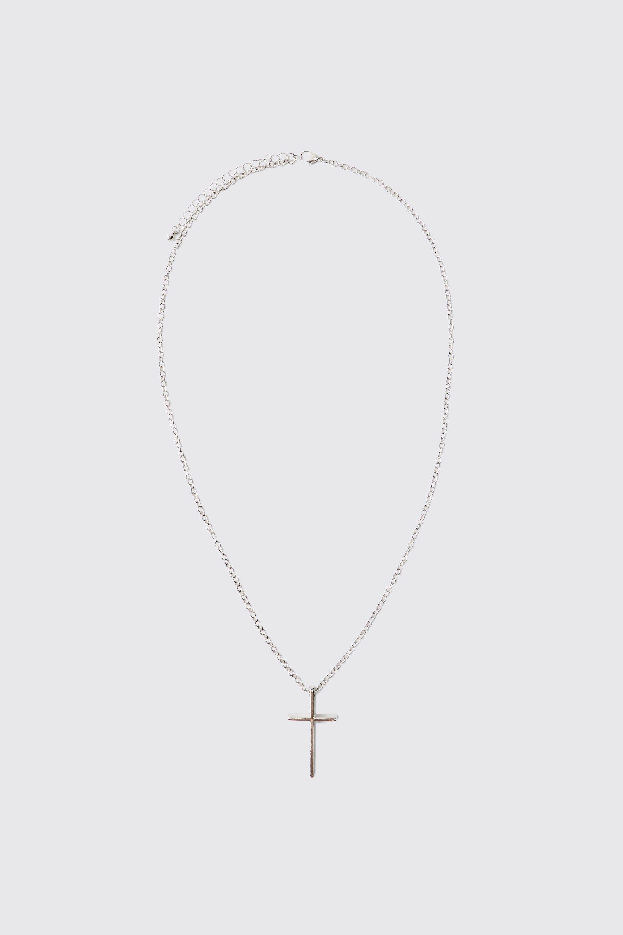 Mens Grey Cross Necklace, Grey