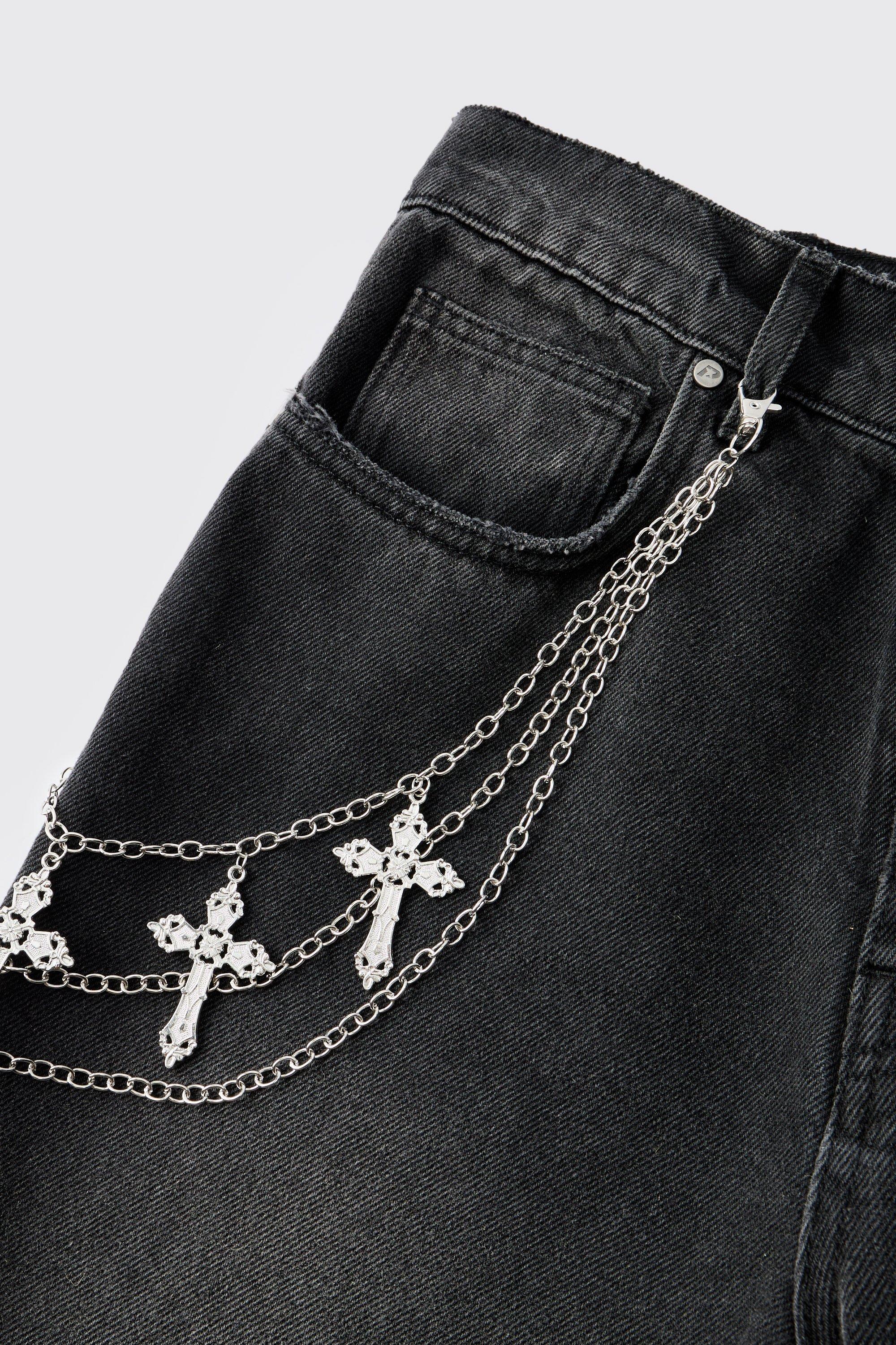 Image of Catena di jeans con croci, Grigio