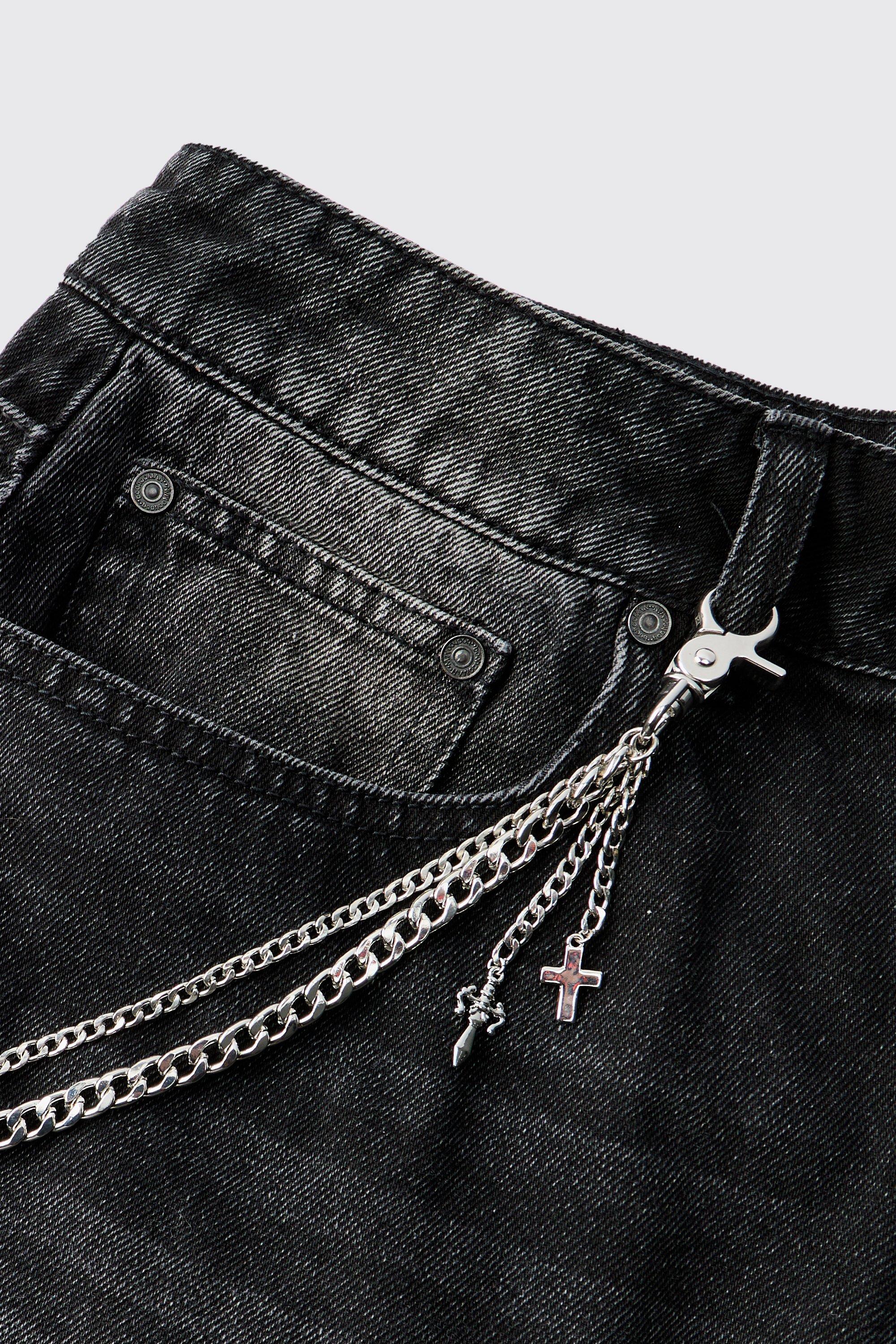 Mens Grey Cross Jean Chain, Grey