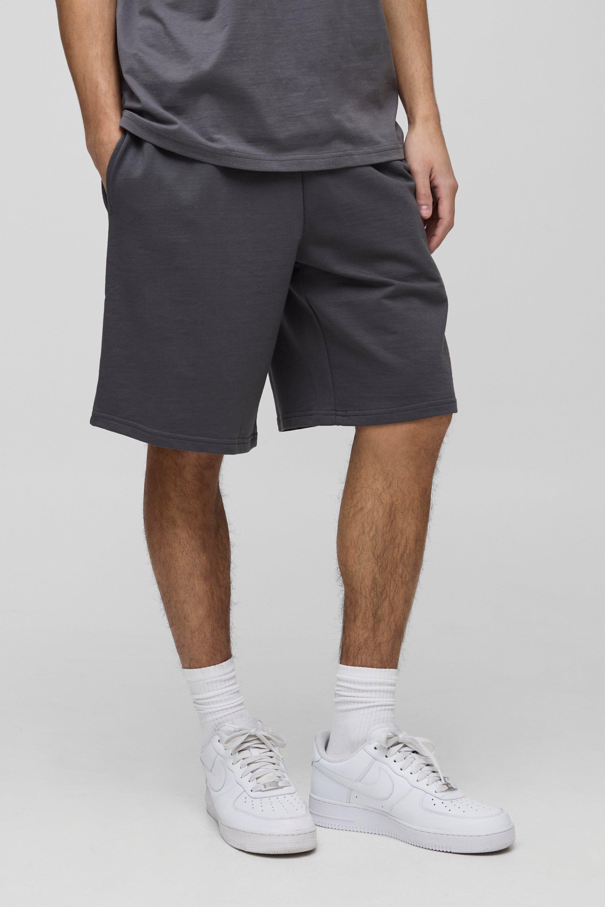 Mens Grey Lightweight Basic Oversized Mid Length Short, Grey