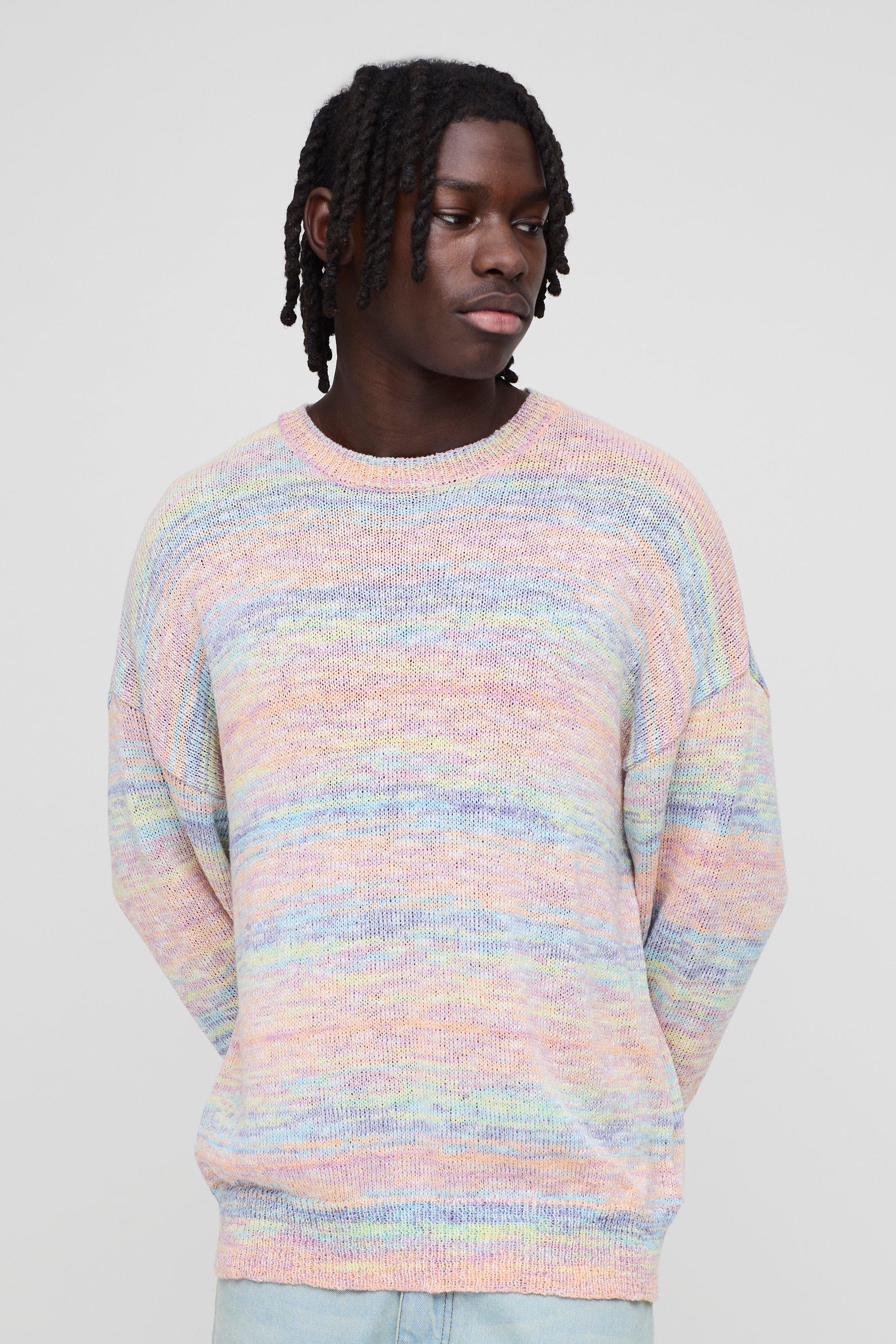 Image of Maglione squadrato oversize in maglia, Multi