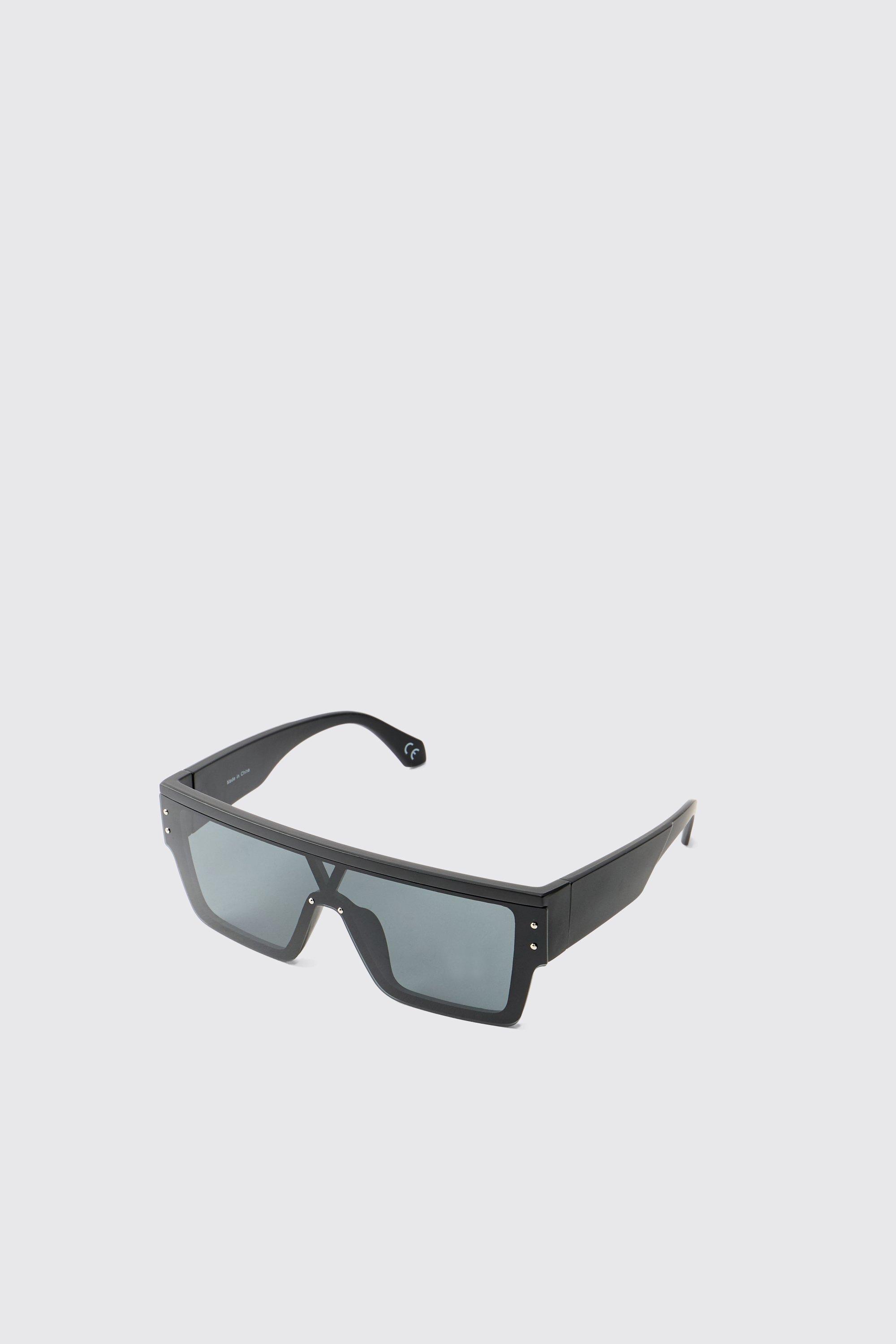 Mens Black Shield Sunglasses, Black