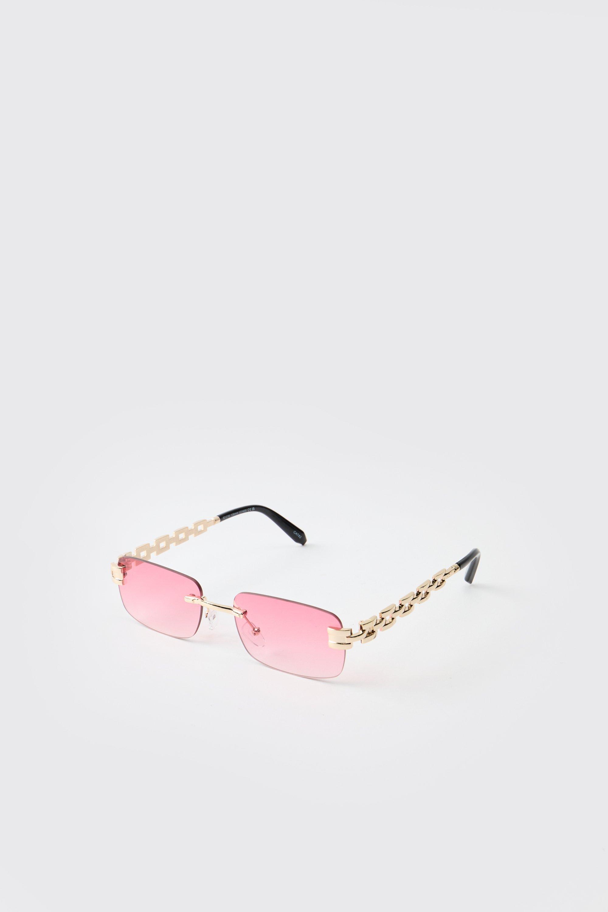 Mens Metallics Rimless Square Tinted Sunglasses, Metallics