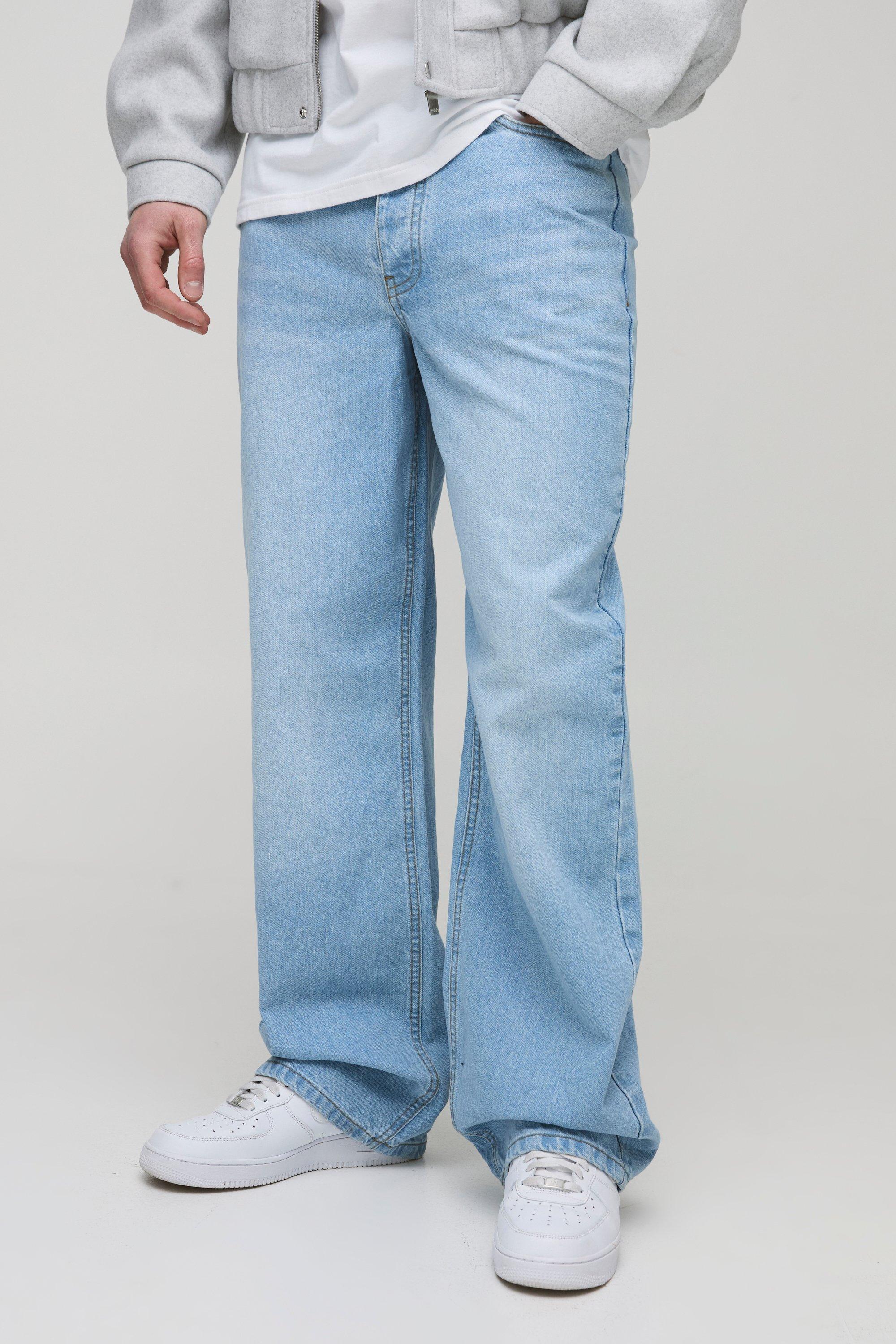 Mens Blue Tall Relaxed Rigid Jeans, Blue