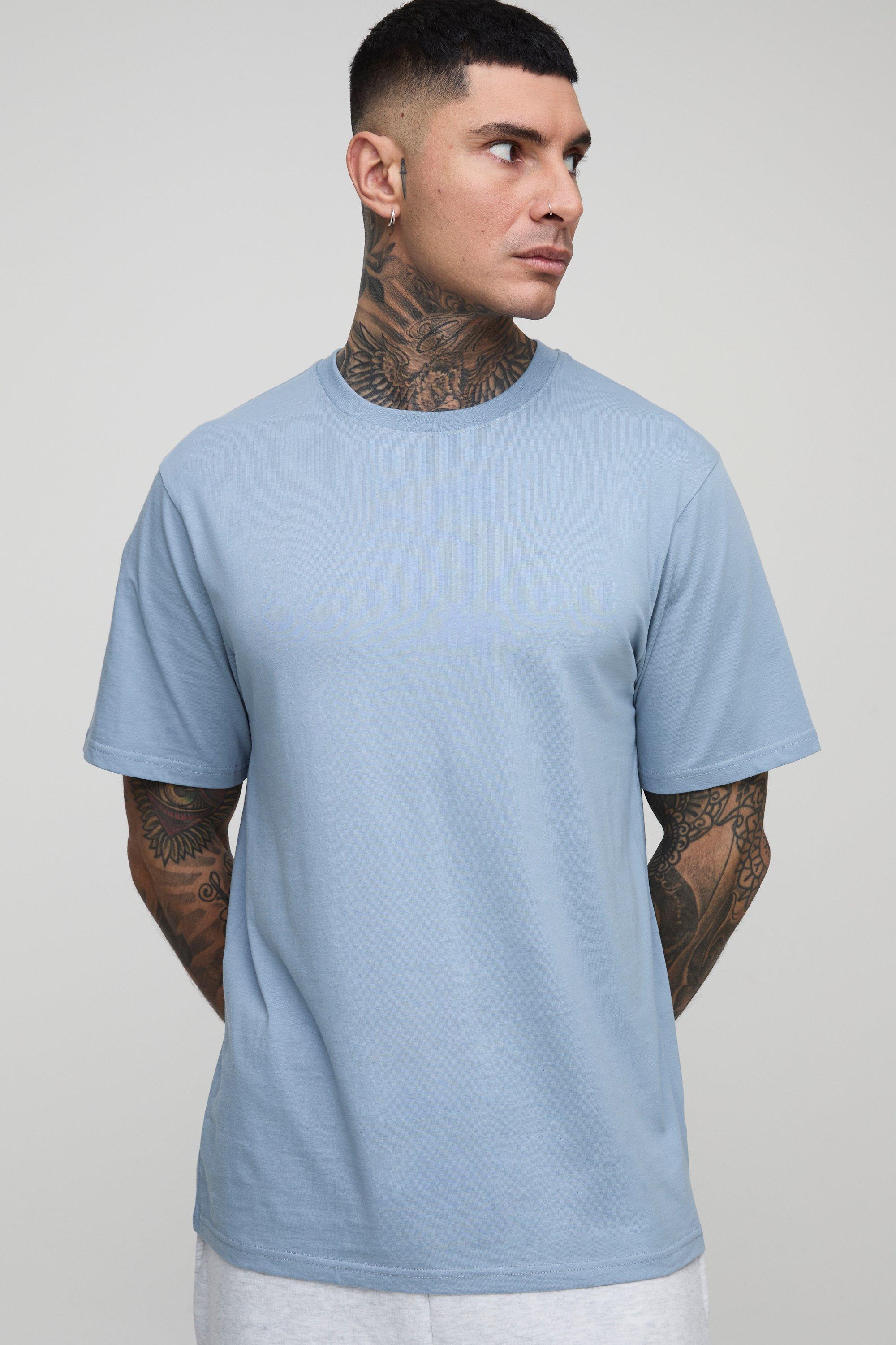 Image of T-shirt a girocollo Tall Basic Regular Fit, Azzurro
