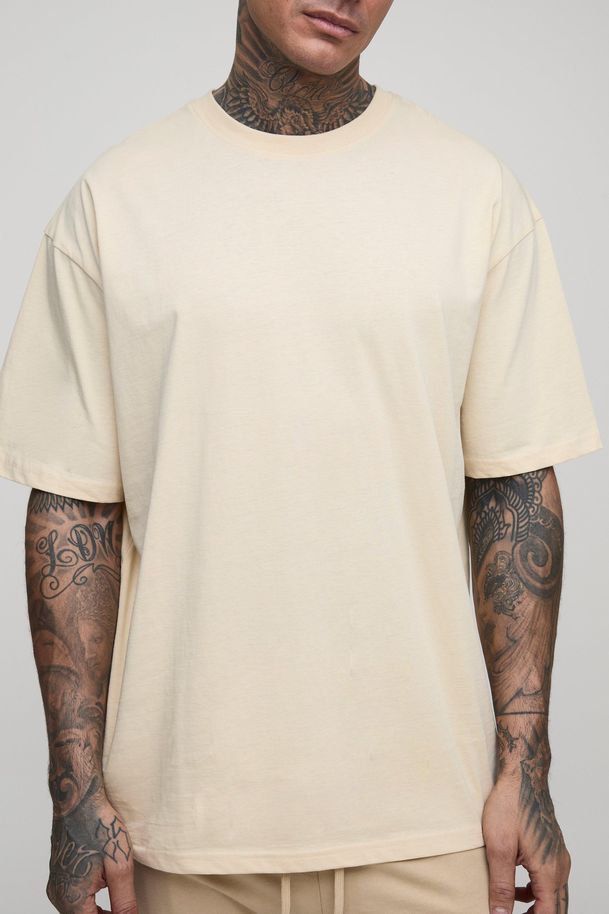 Image of T-shirt a girocollo Tall Basic oversize, Beige