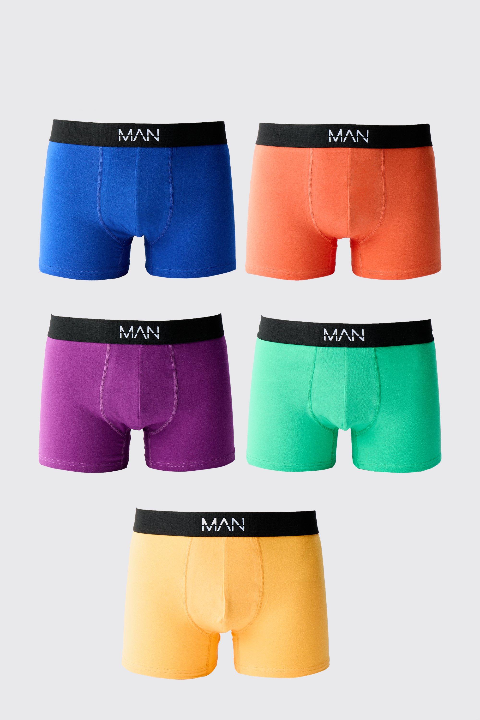 Mens 5 Pack Multi Coloured MAN Boxers, Multi