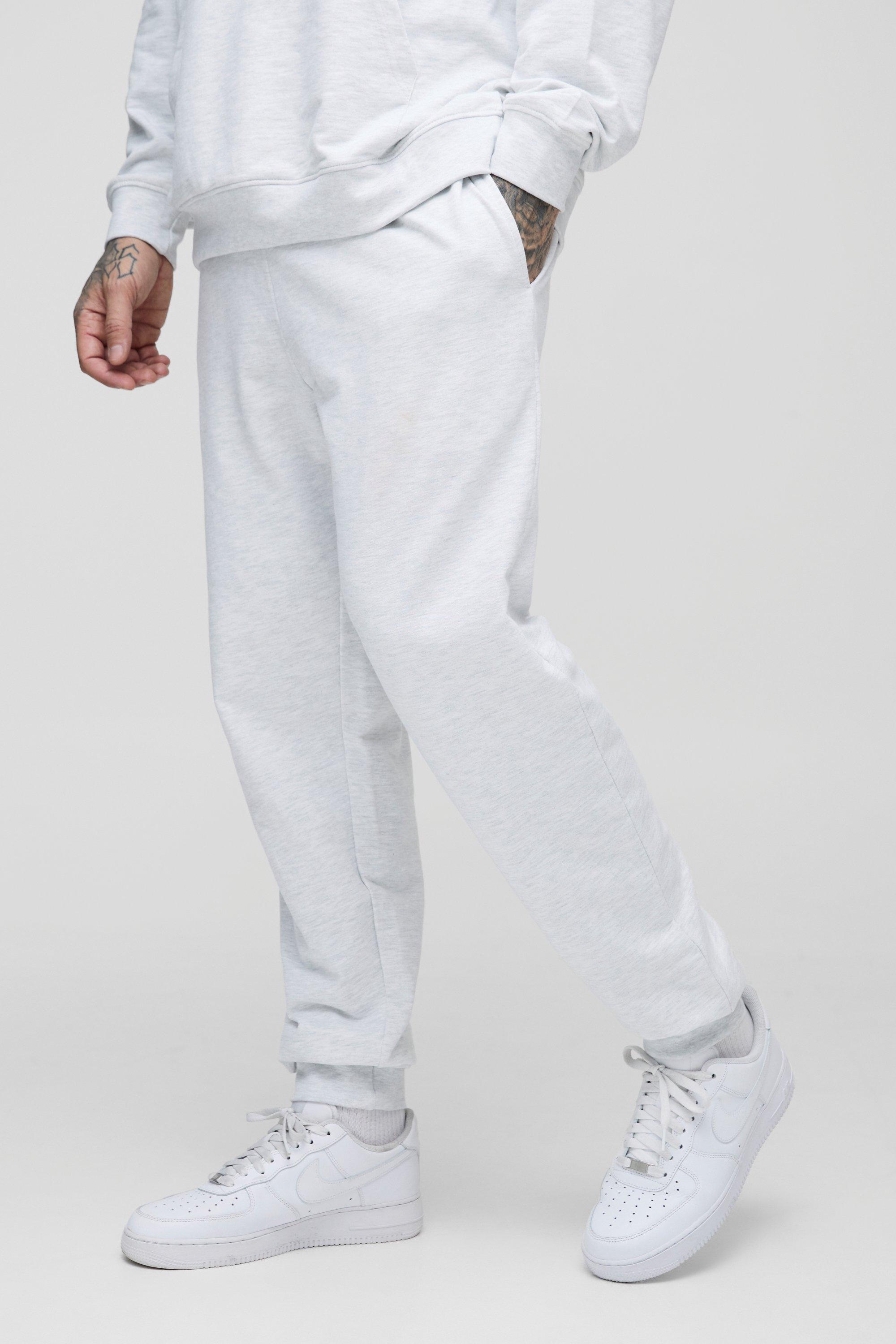 Mens Grey Tall Lightweight Loopback Regular Fit Basic Joggers, Grey