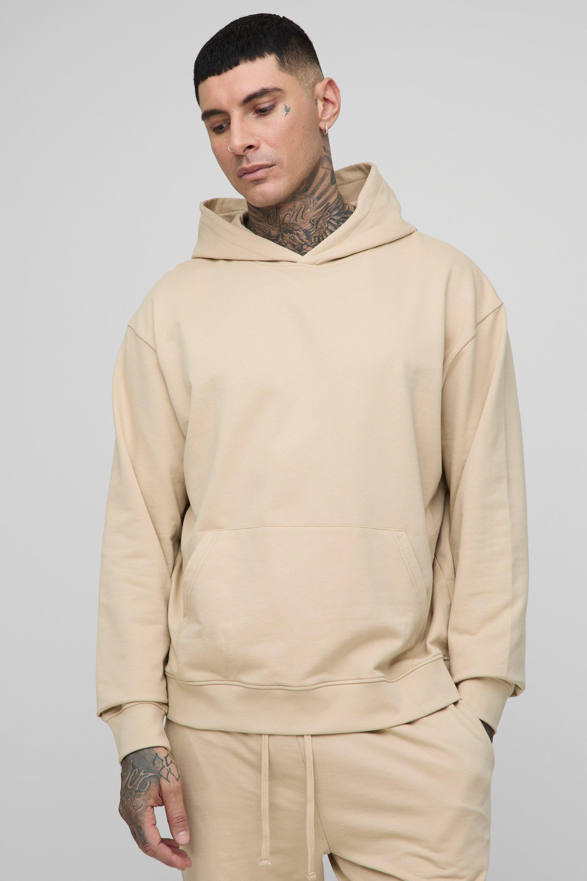 Image of Felpa Tall squadrata oversize Basic con cappuccio, Beige