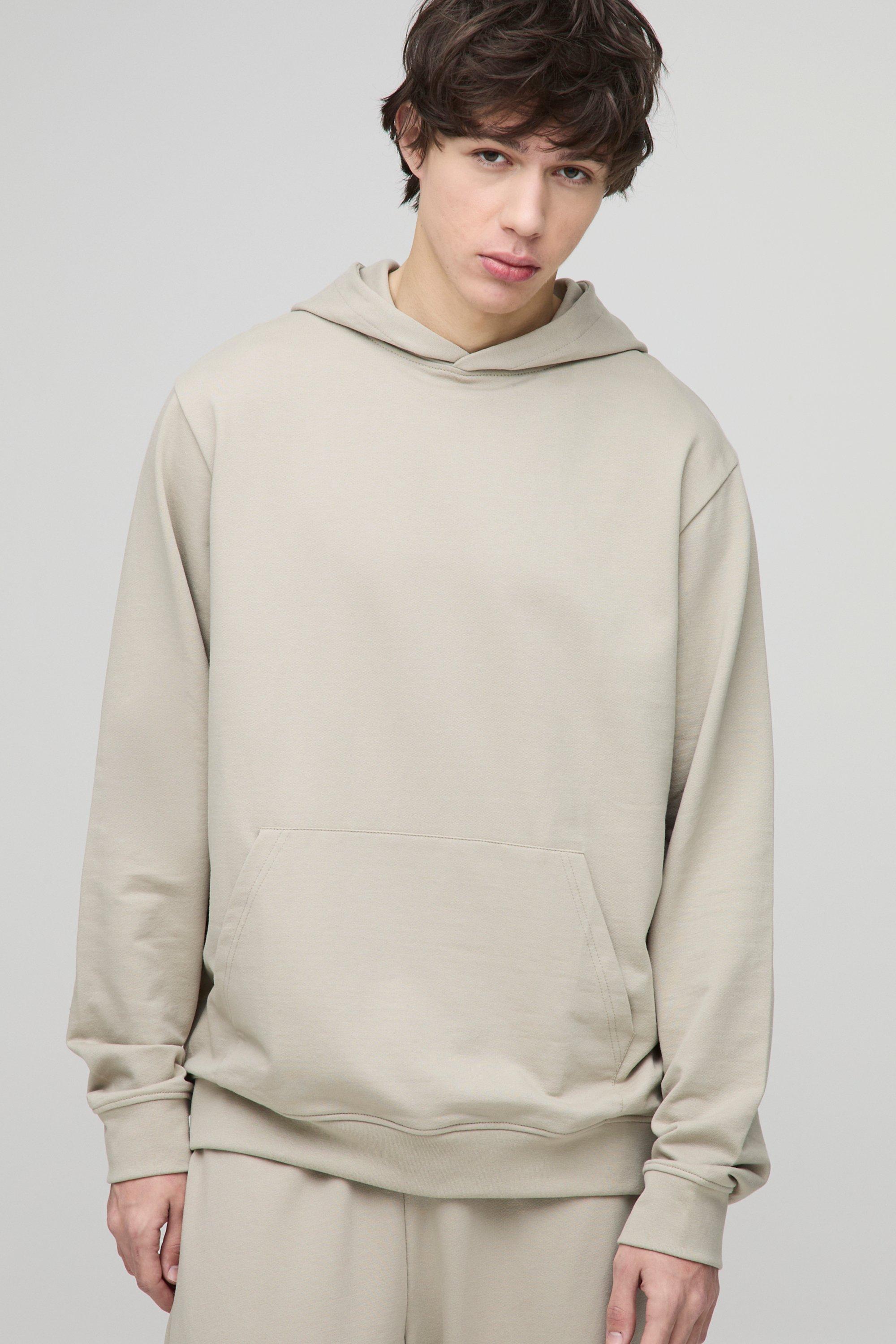 Mens Green Tall Lightweight Loopback Regular Fit Basic Hoodie, Green