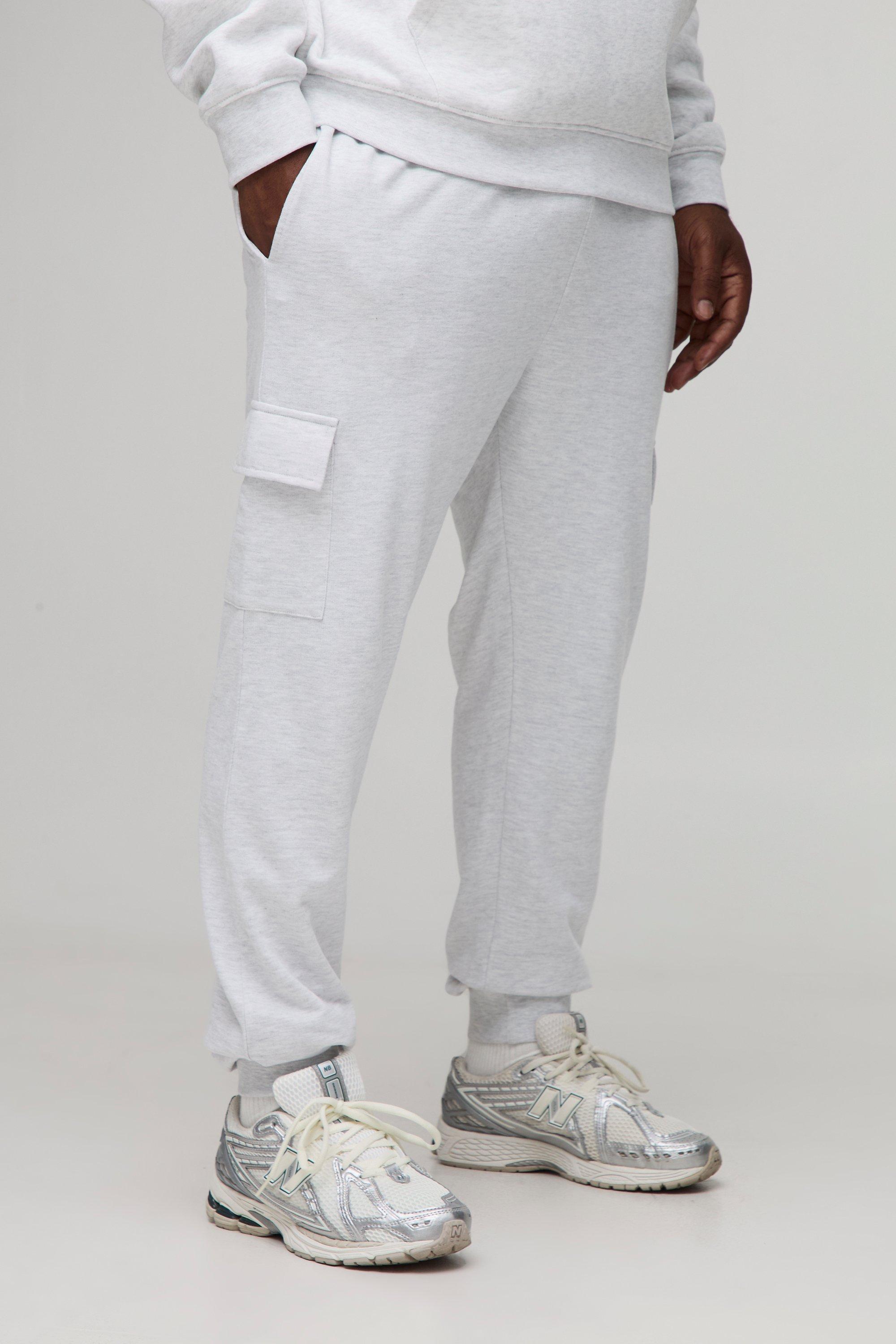 Image of Pantaloni tuta Cargo Plus Size Basic Skinny Fit, Grigio