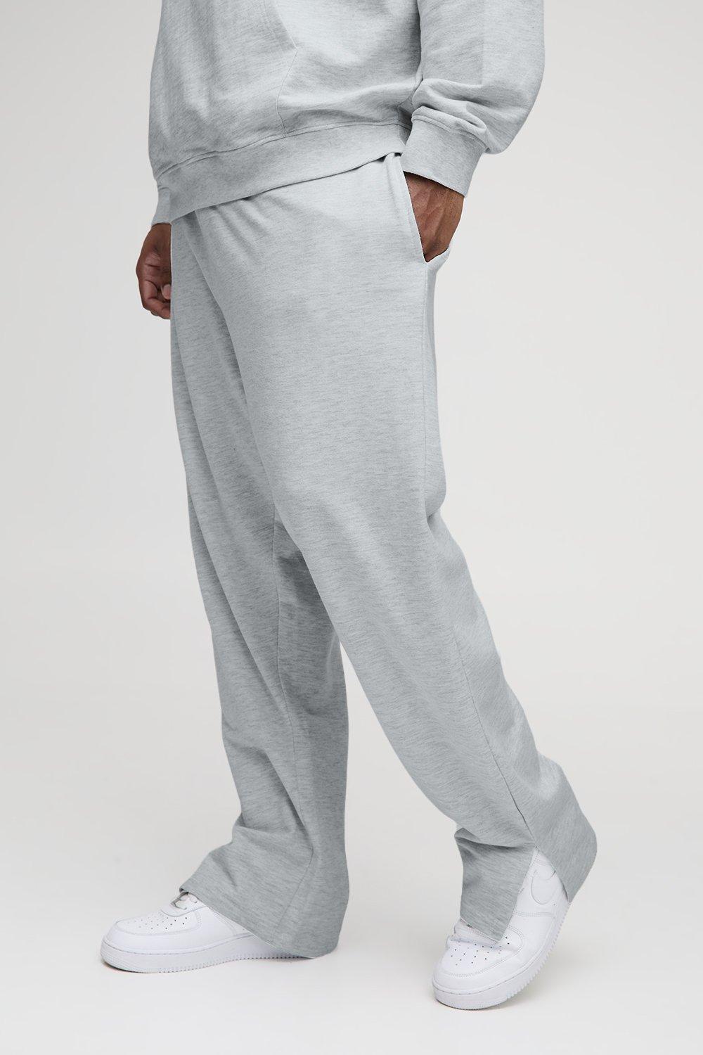 Image of Pantaloni tuta Plus Size Basic Regular Fit con spacco sul fondo, Grigio